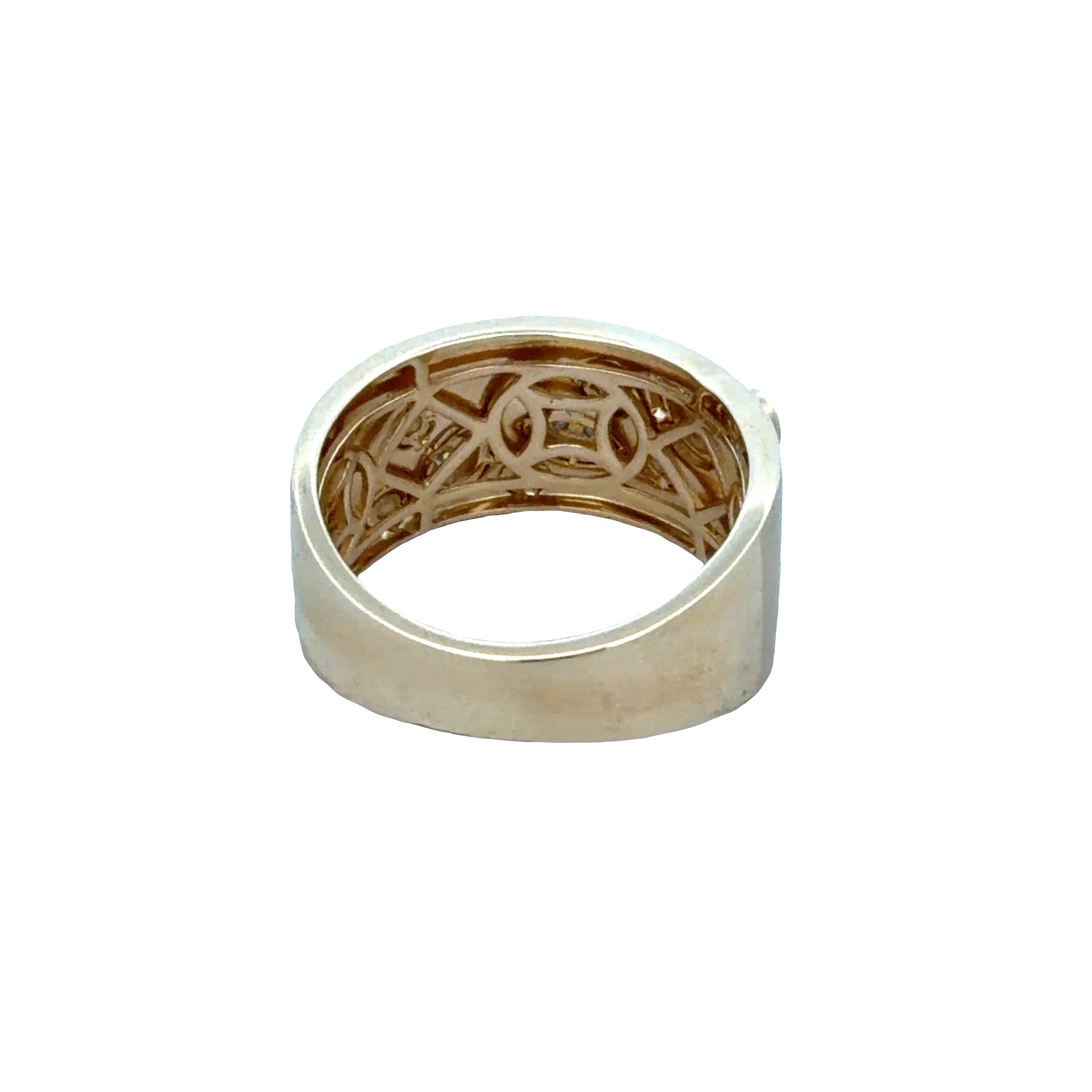 14k Yellow Gold Brushed Finish Abstract Diamond Band – Size 7