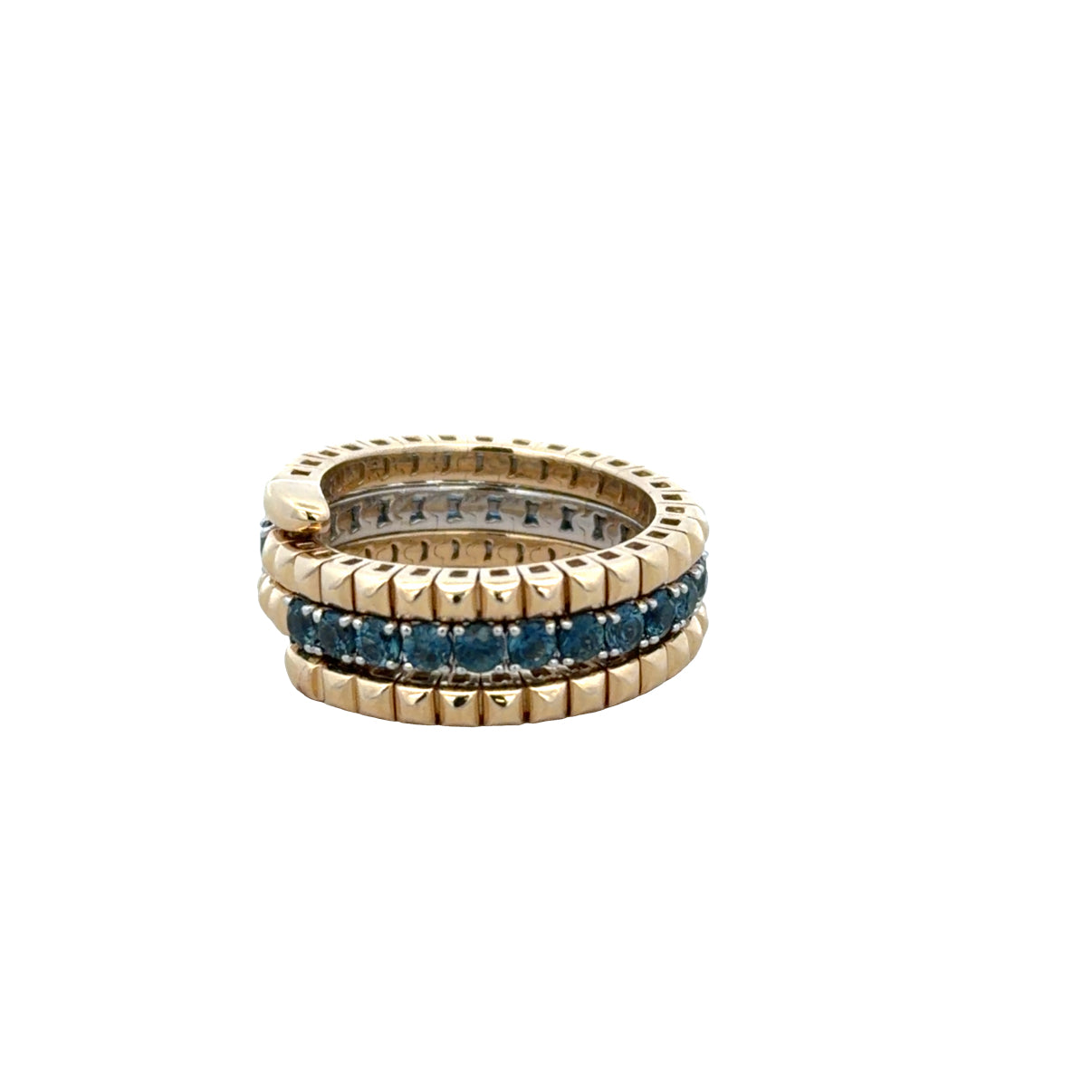 14k Yellow Gold 1.16 CT Blue Sapphire Flexible Coiled Band – Size 6