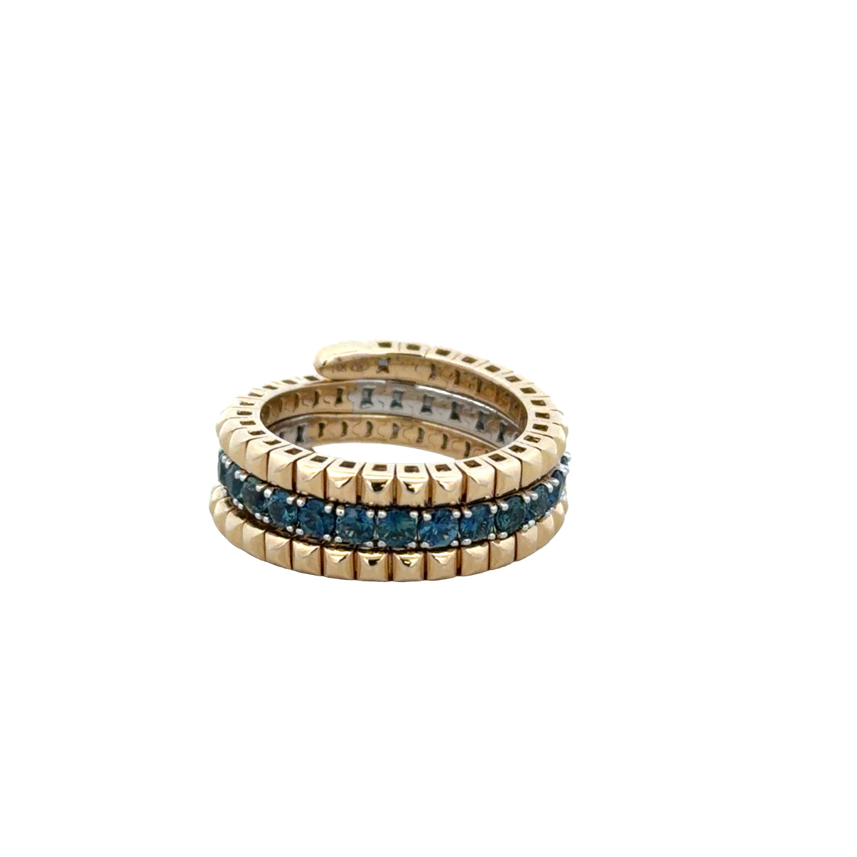 14k Yellow Gold 1.16 CT Blue Sapphire Flexible Coiled Band – Size 6