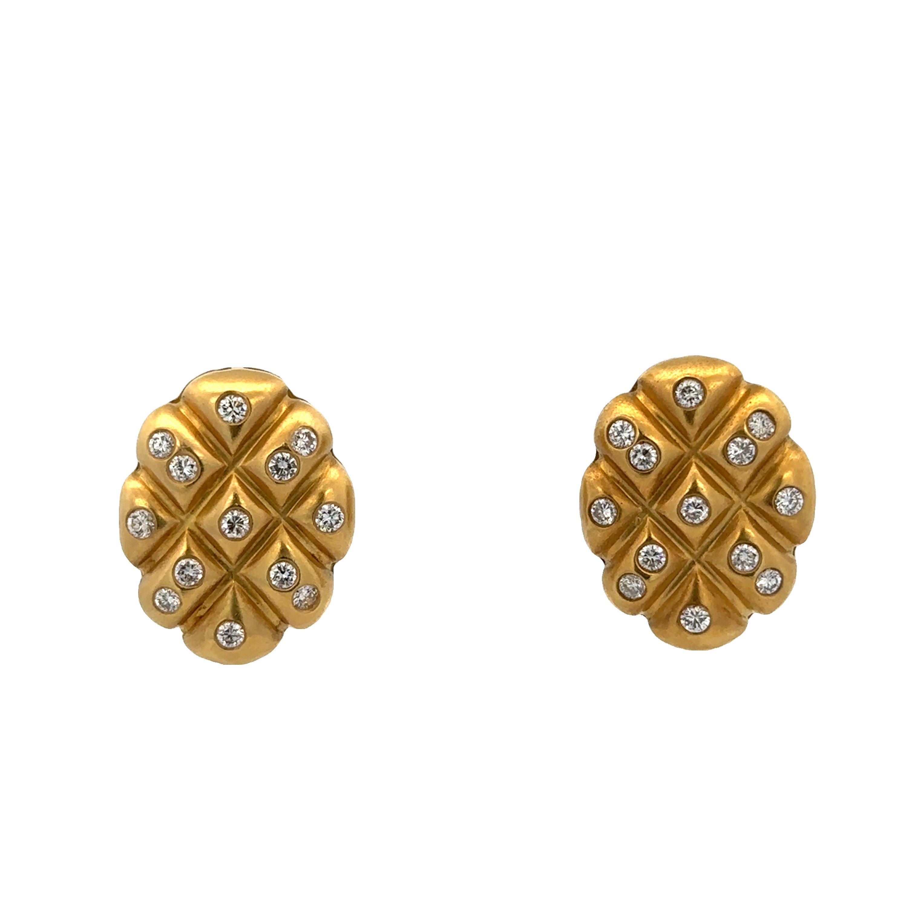 Textured Diamond Earrings in 18k Yellow Gold