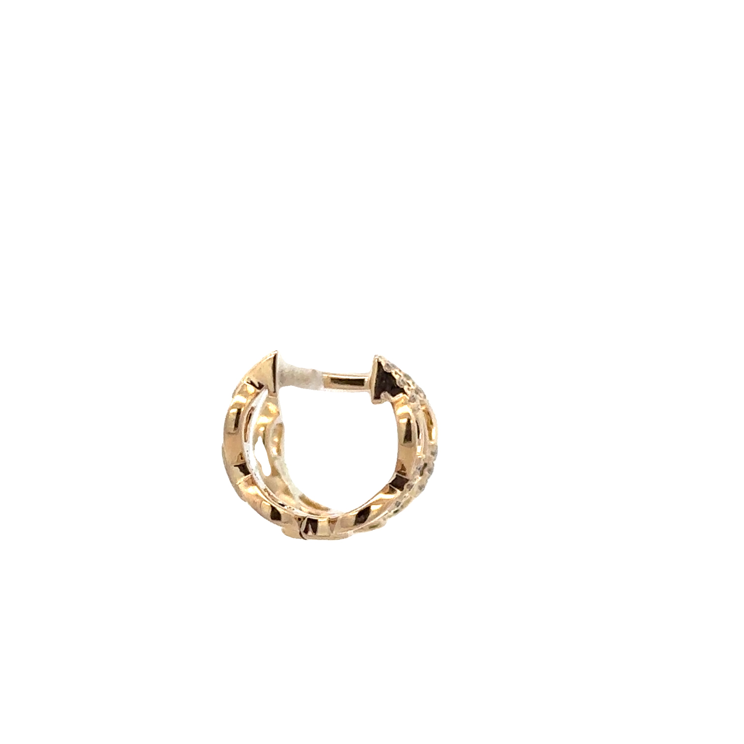 Petite Openwork Diamond Hoop Earrings in Yellow Gold