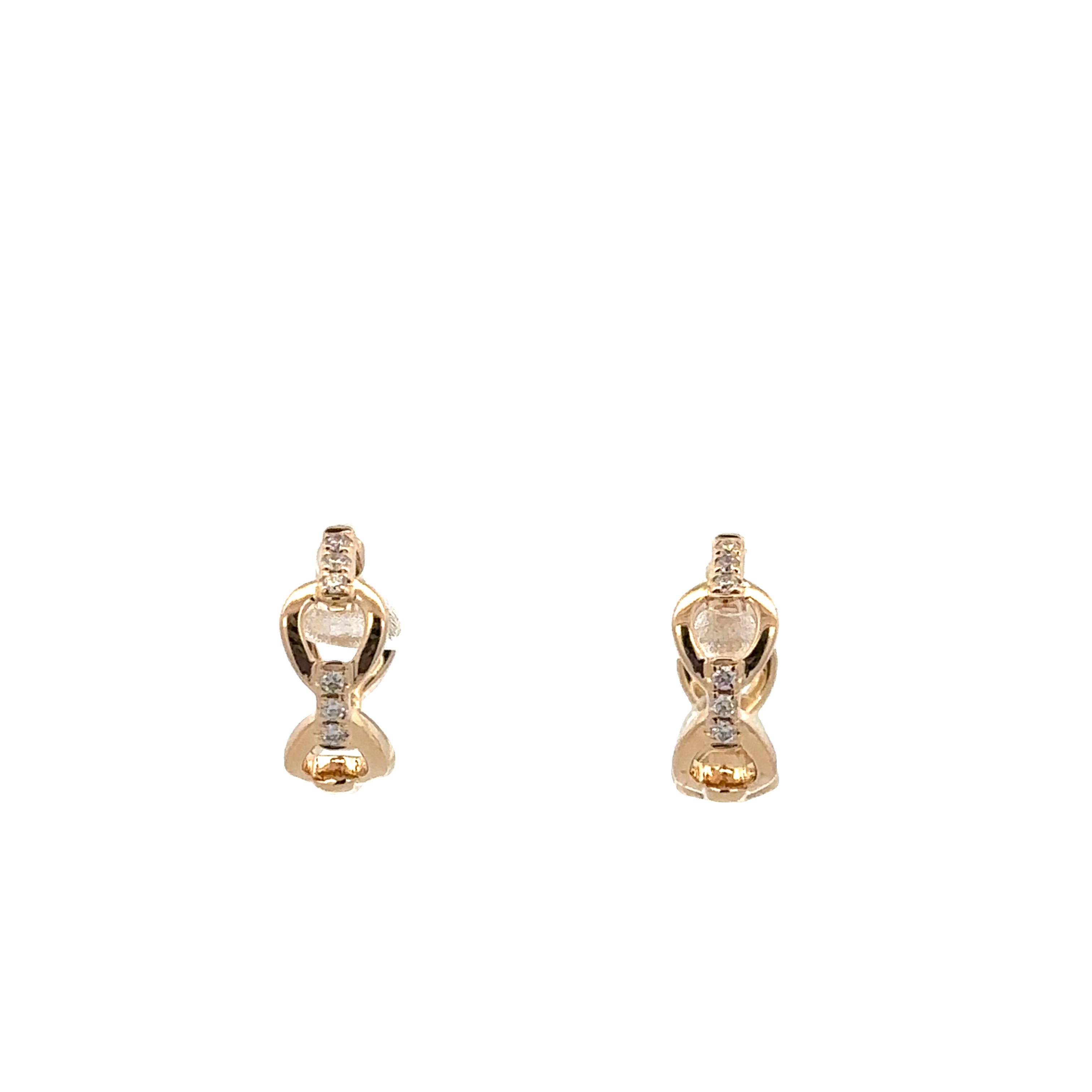 Petite Openwork Diamond Hoop Earrings in Yellow Gold