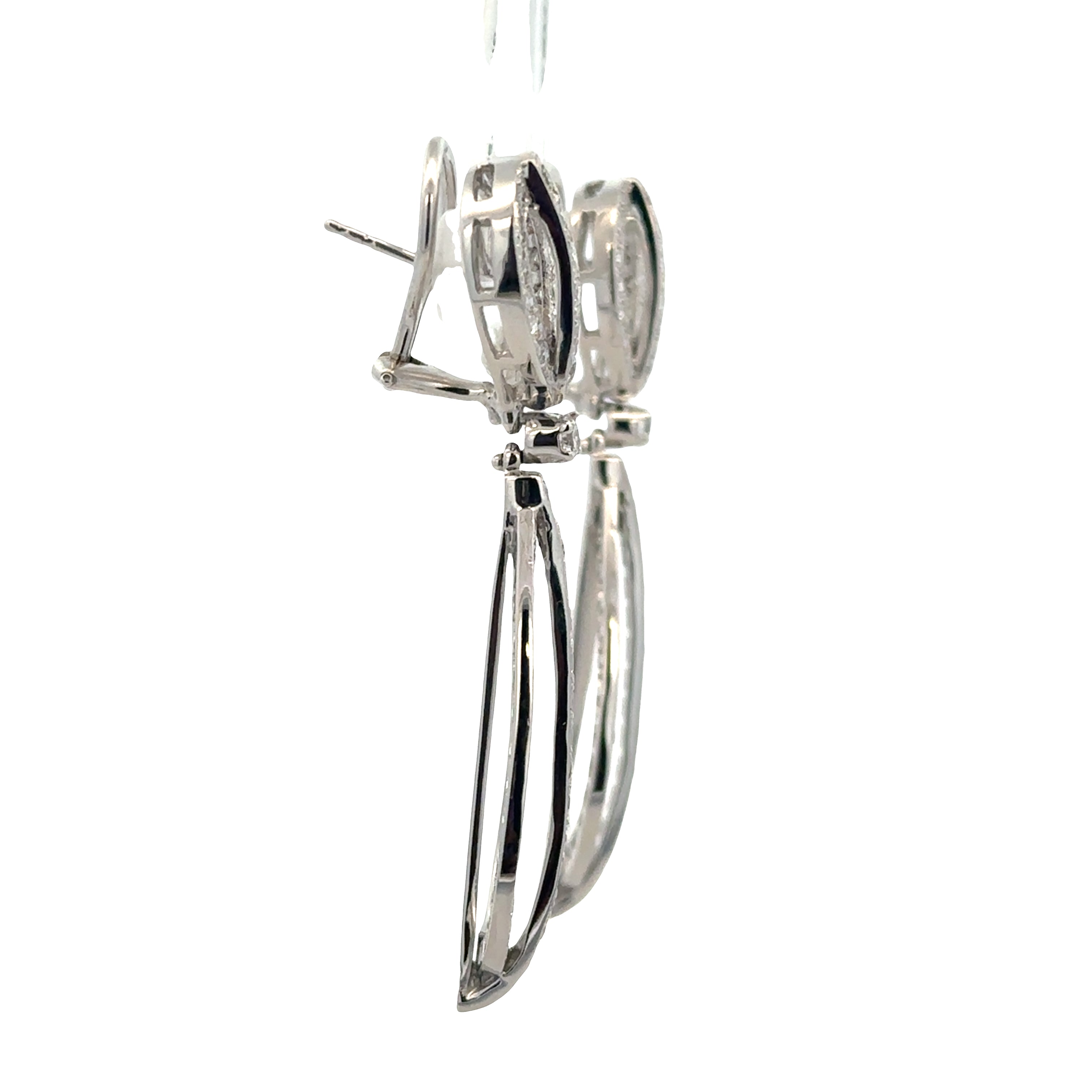 18k White Gold 4.10 Carat Diamond Teardrop Dangle Earrings