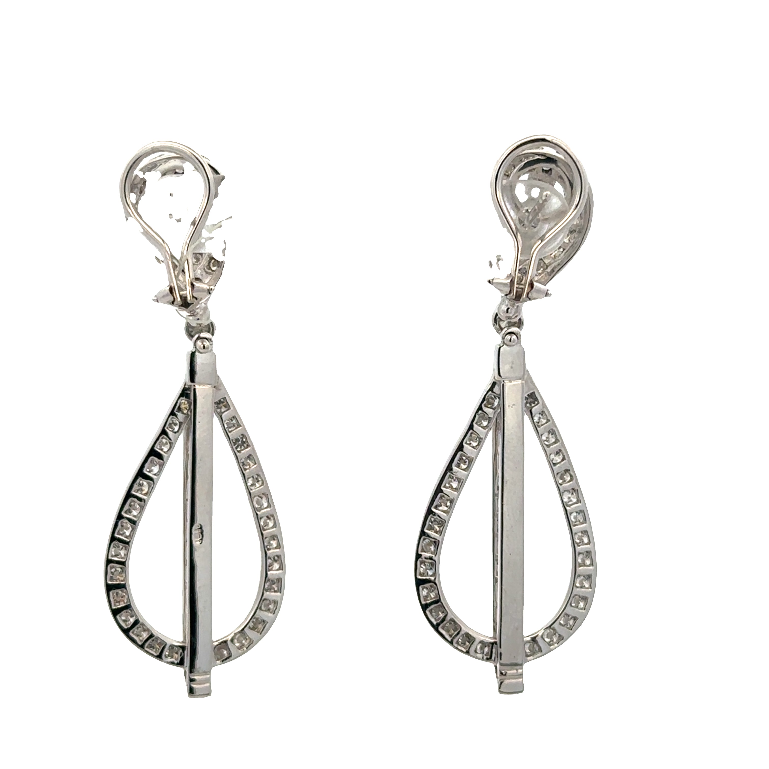 18k White Gold 4.10 Carat Diamond Teardrop Dangle Earrings