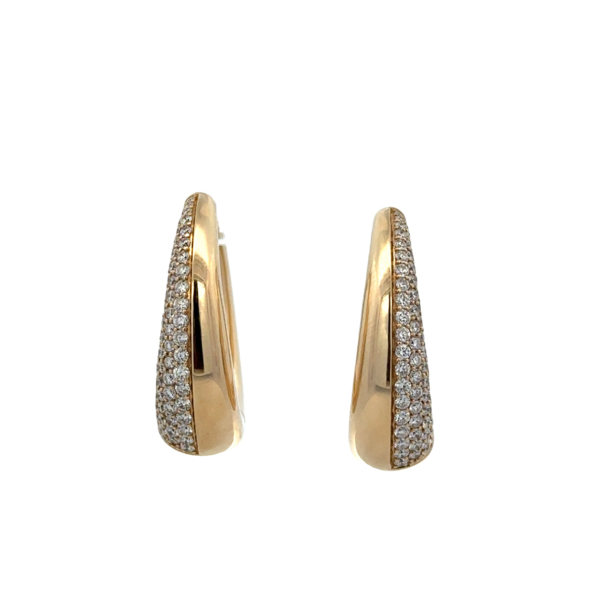 14k Yellow Gold Diamond Pavé Hoop Earrings – 7/8" Tall