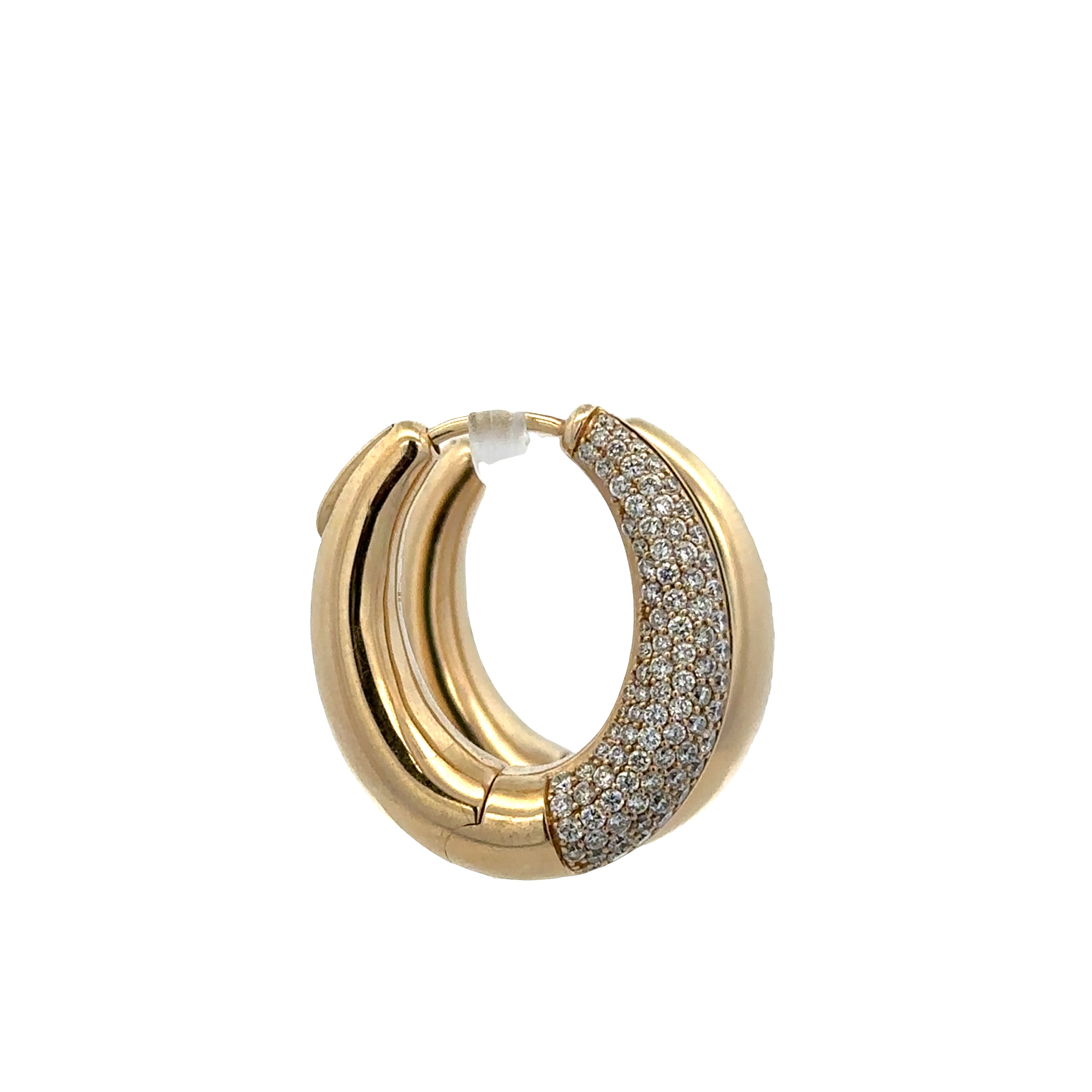 14k Yellow Gold Diamond Pavé Hoop Earrings – 7/8" Tall
