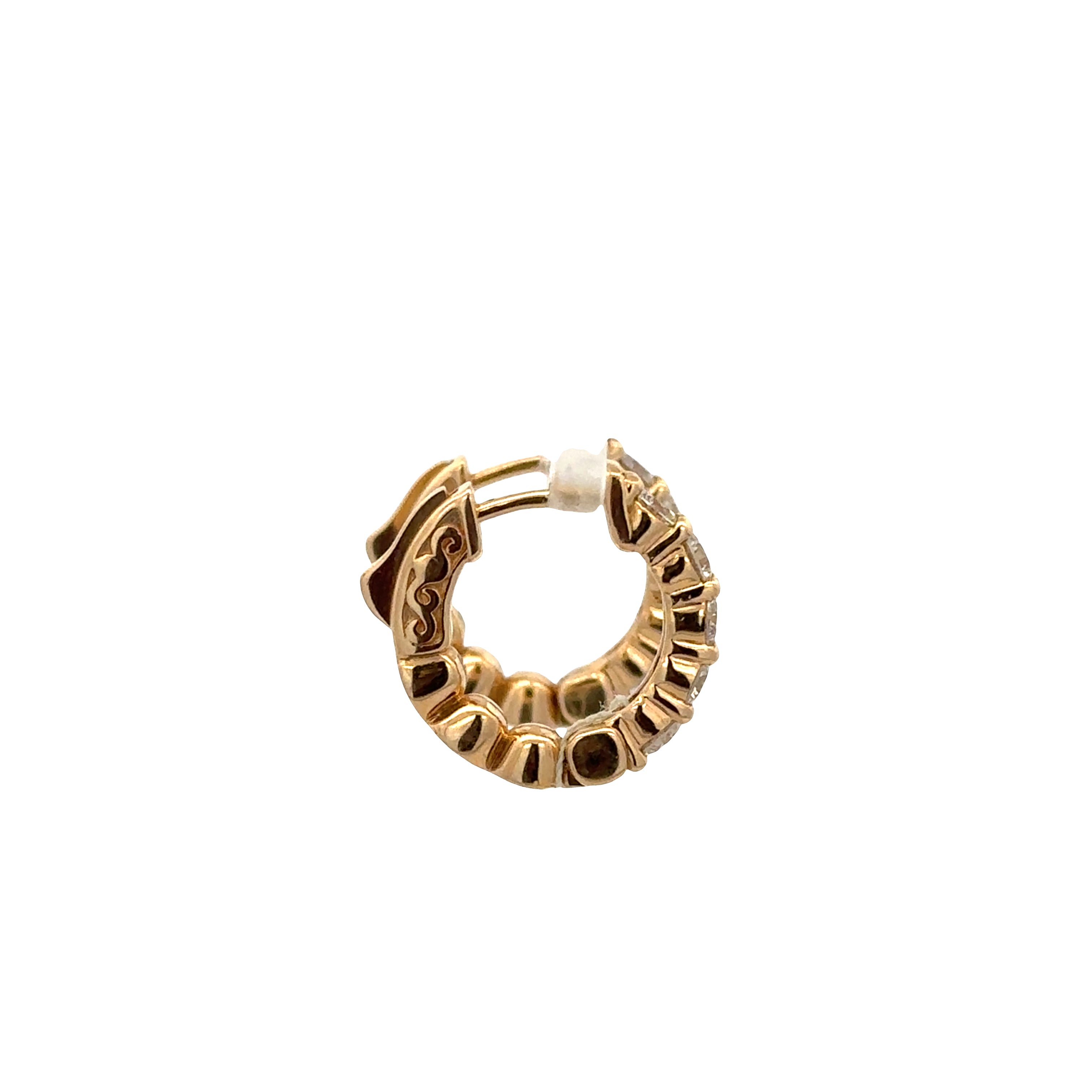 14k Yellow Gold Diamond Hoop Earrings – 5/8" Tall