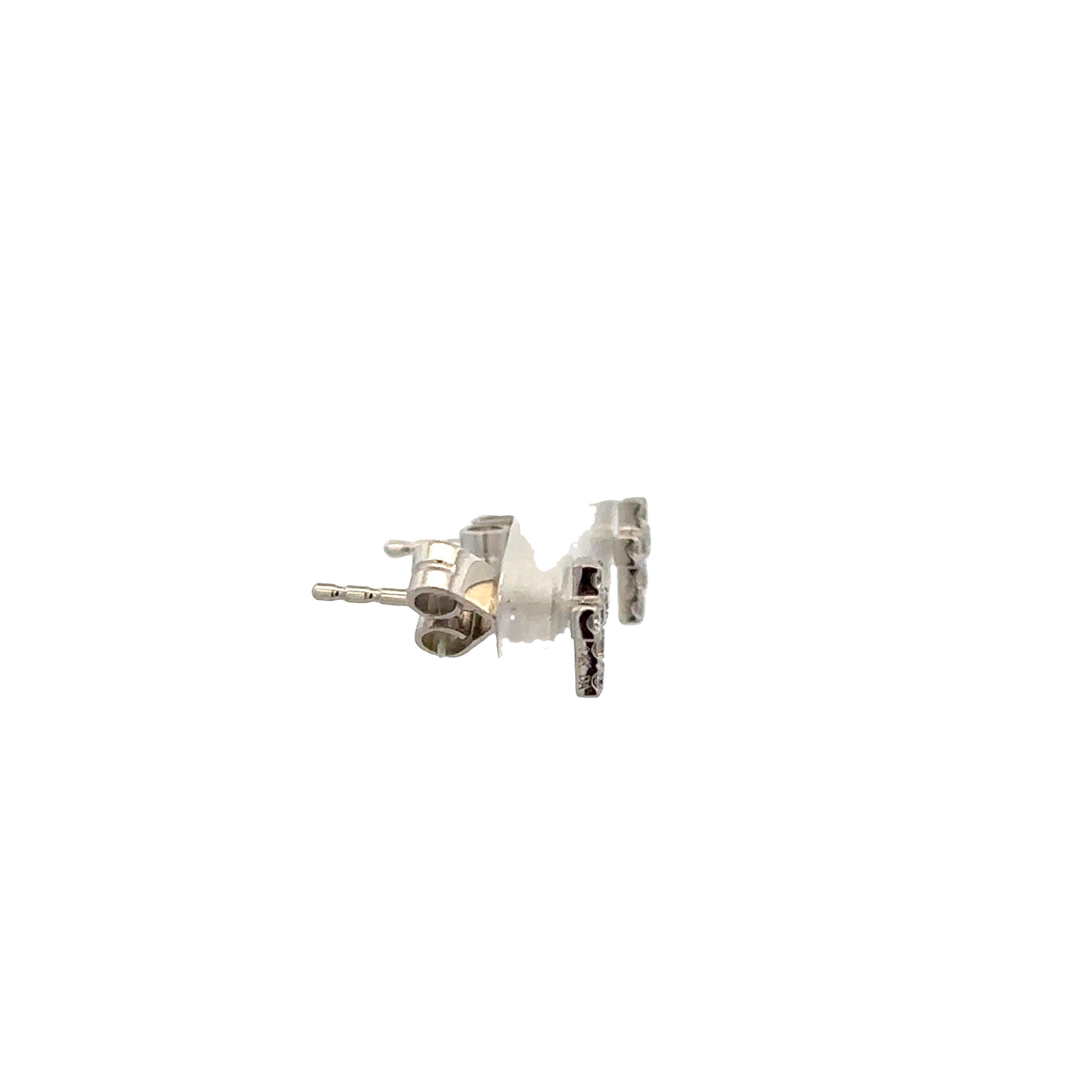 Petite 14k White Gold Diamond Cross Stud Earrings