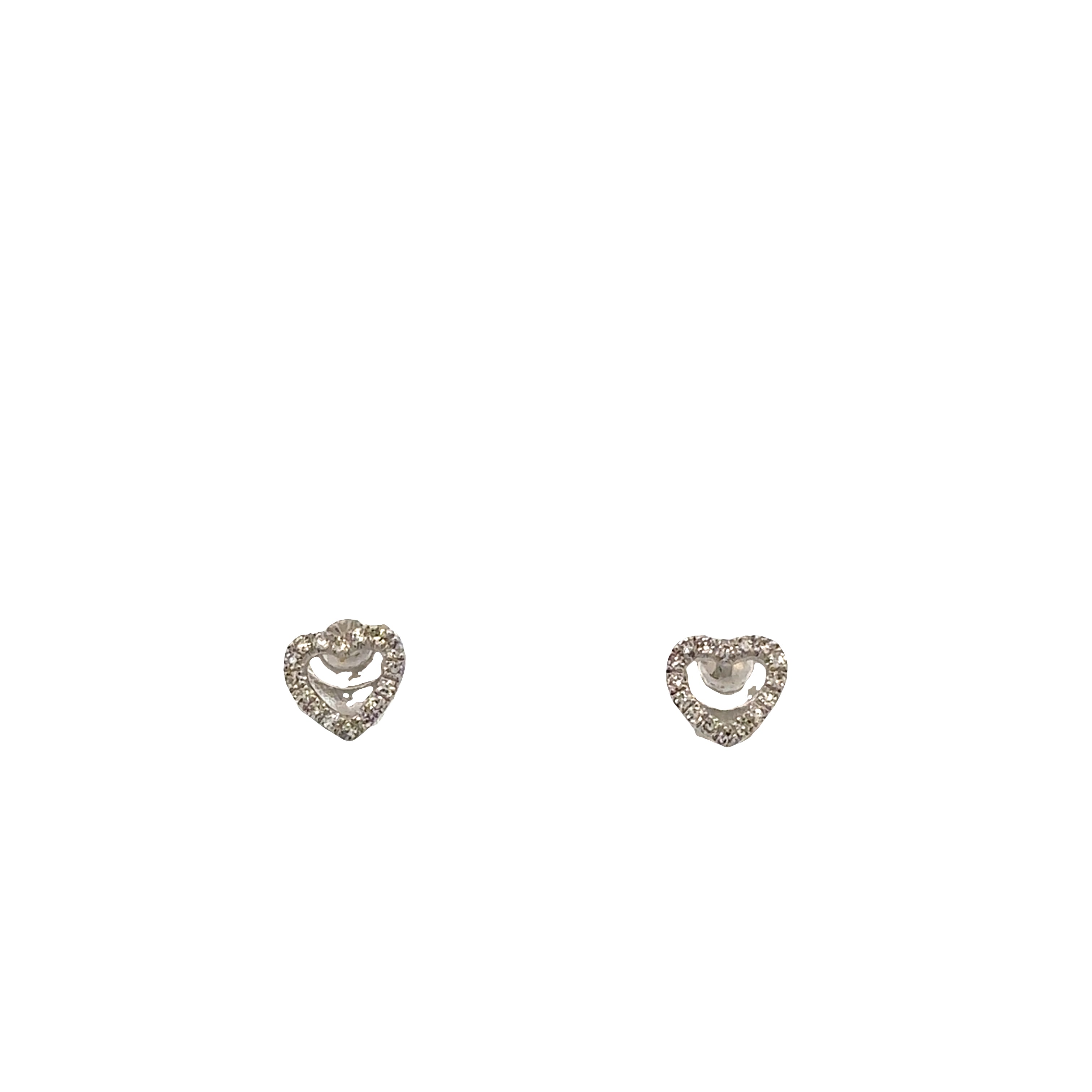 Petite 14k White Gold Diamond Heart Stud Earrings