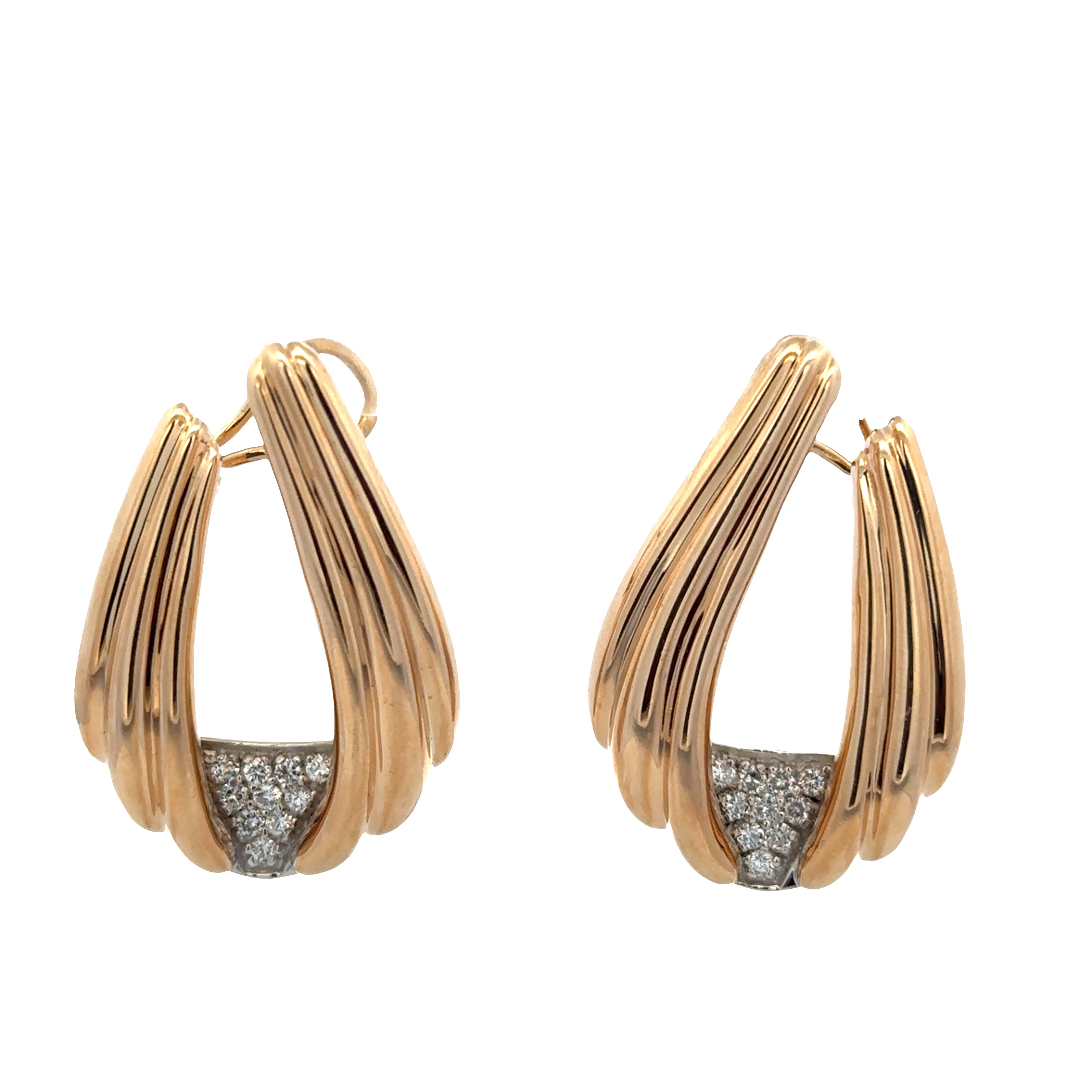 18k Yellow & White Gold Diamond Statement Earrings – 1 5/8" Tall