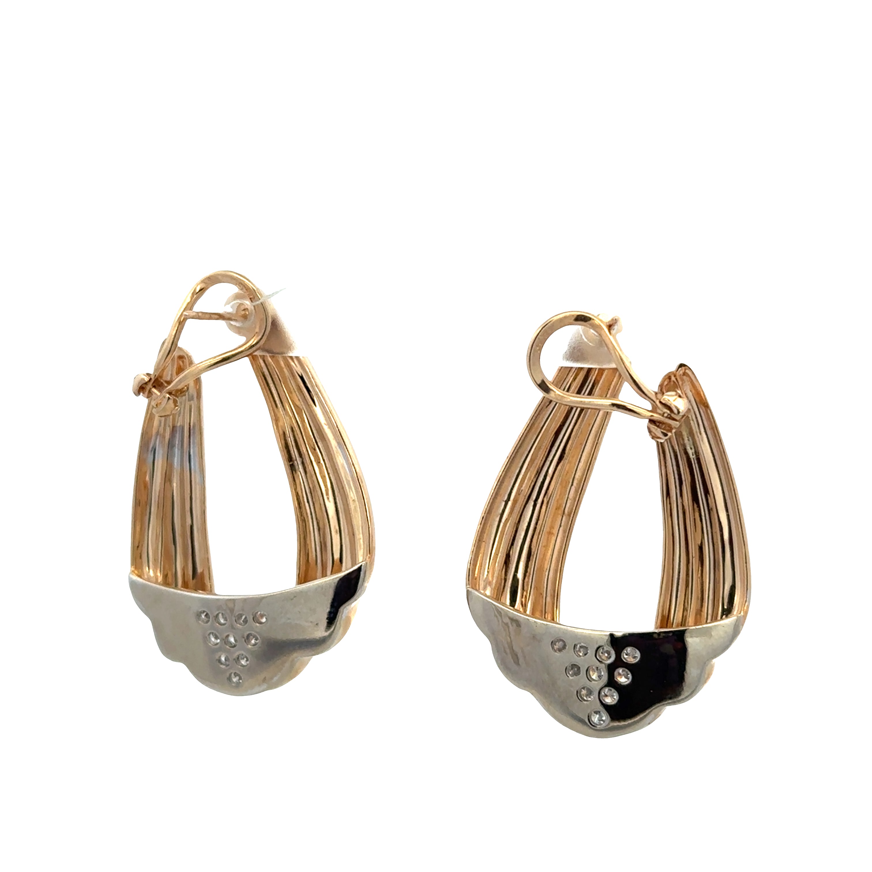 18k Yellow & White Gold Diamond Statement Earrings – 1 5/8" Tall