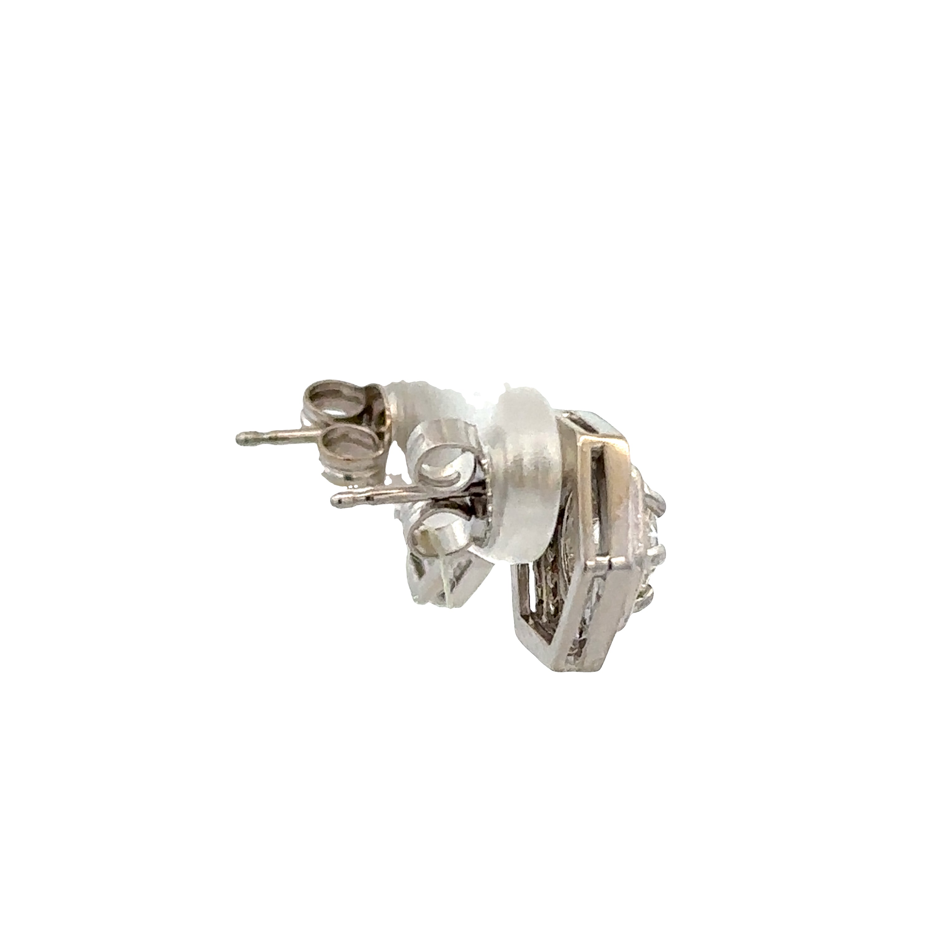 14k White Gold Diamond Hexagonal Earrings