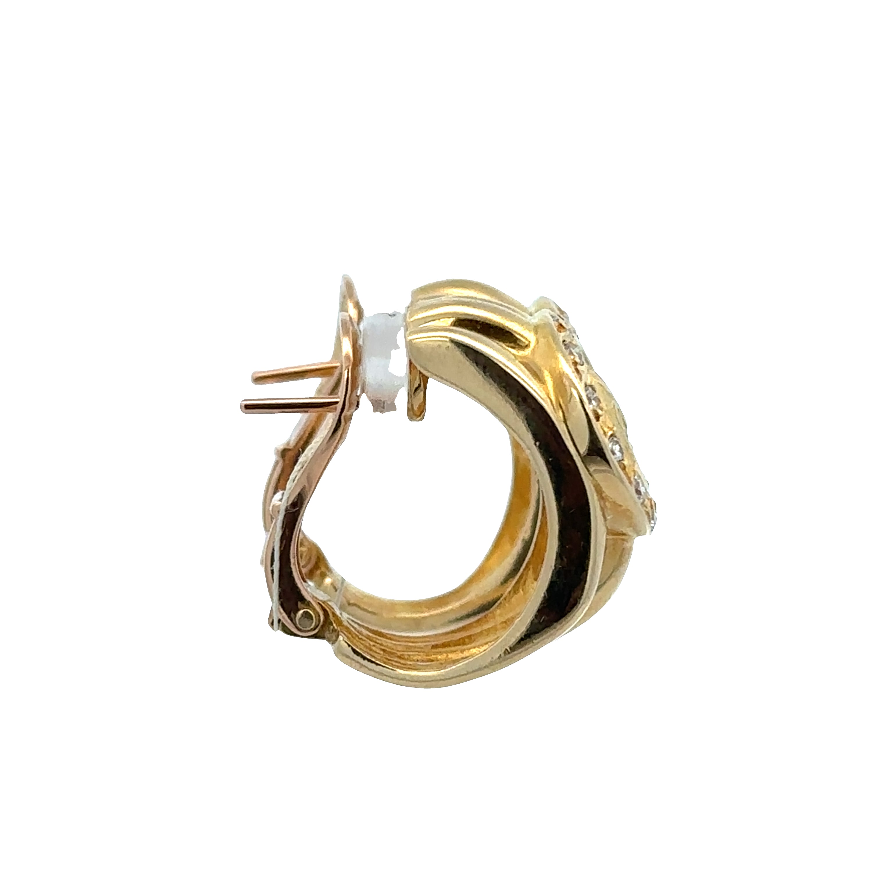 Vintage 18k Yellow Gold Diamond Ancient Coin-Style Huggie Earrings