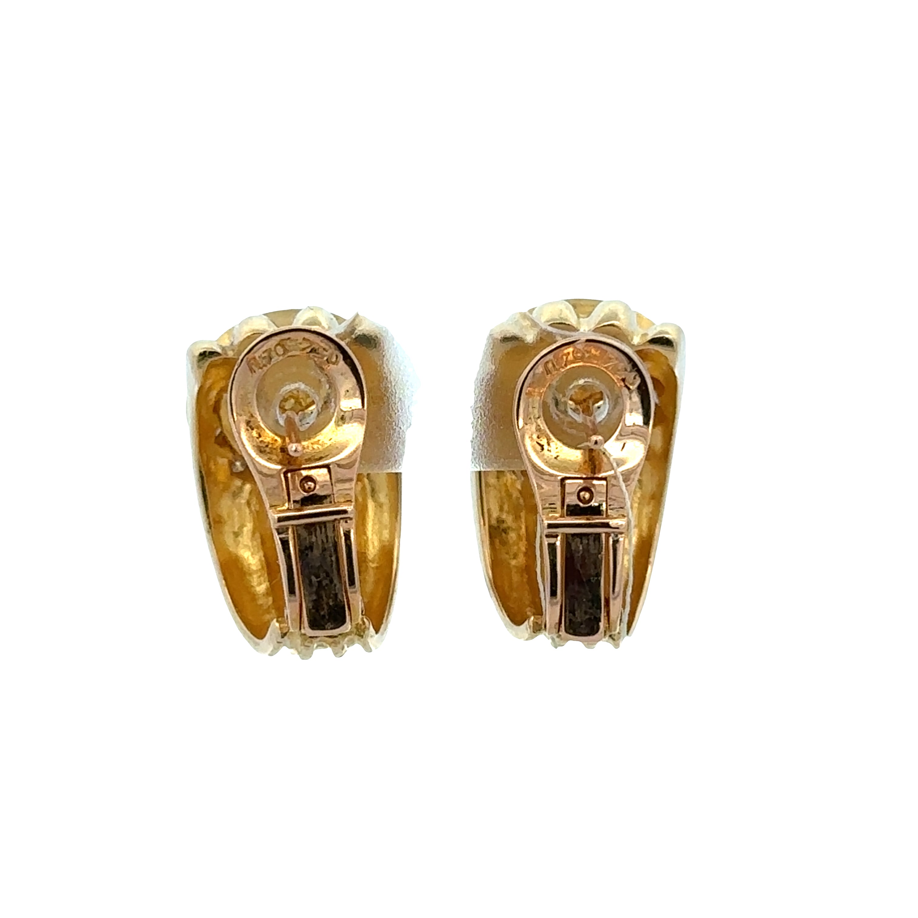 Vintage 18k Yellow Gold Diamond Ancient Coin-Style Huggie Earrings