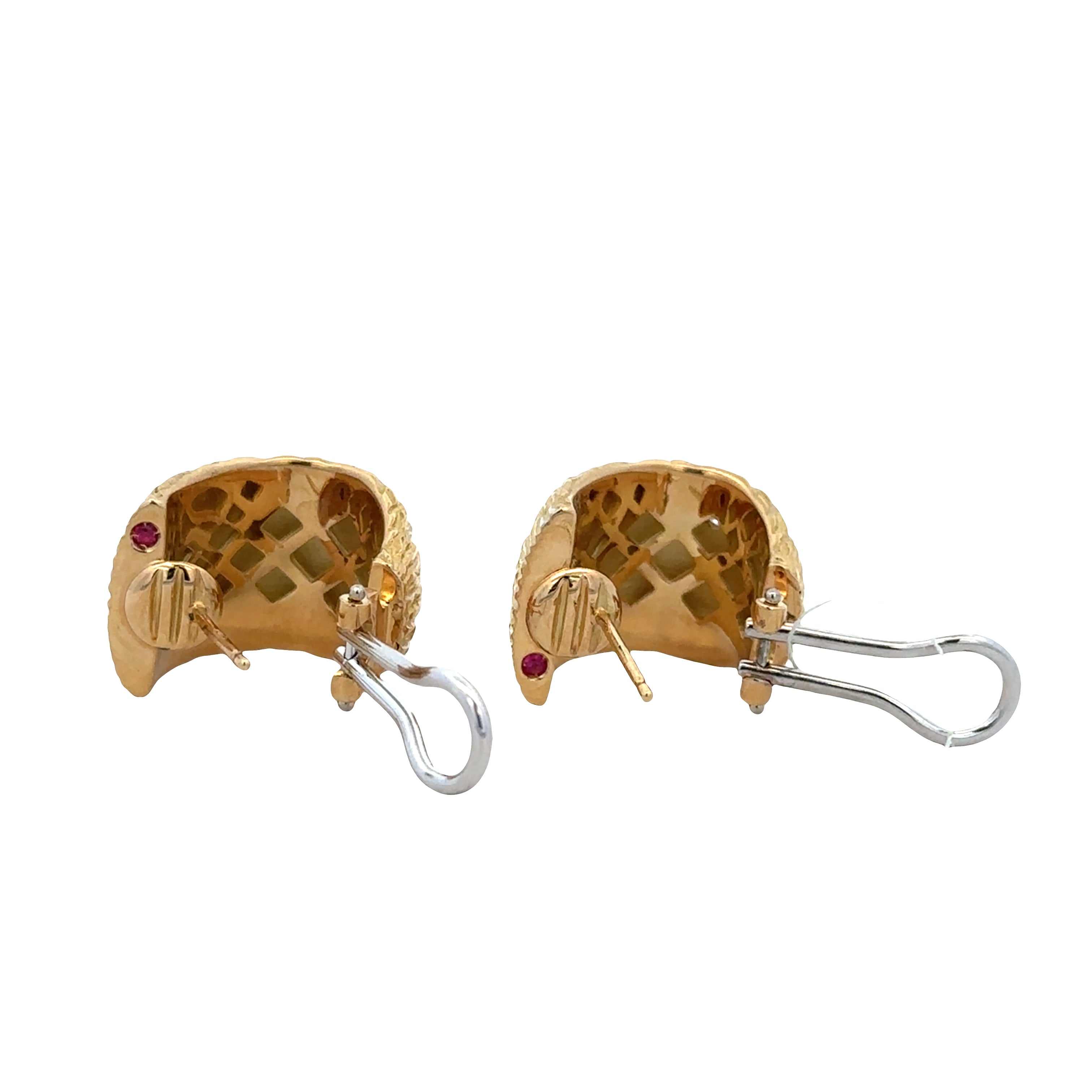 Estate Roberto Coin 18k Yellow Gold Diamond Huggie Earrings – 5/8" Tall