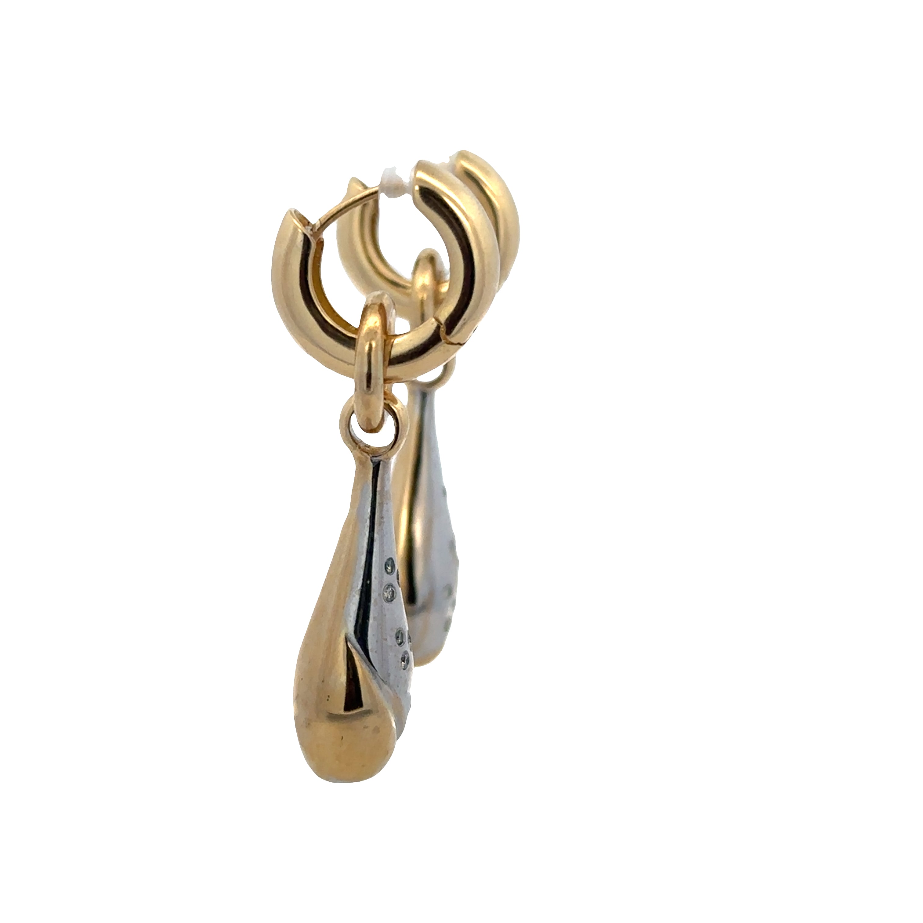 18k Yellow & White Gold Diamond Teardrop Convertible Earrings – 0.30 CTW