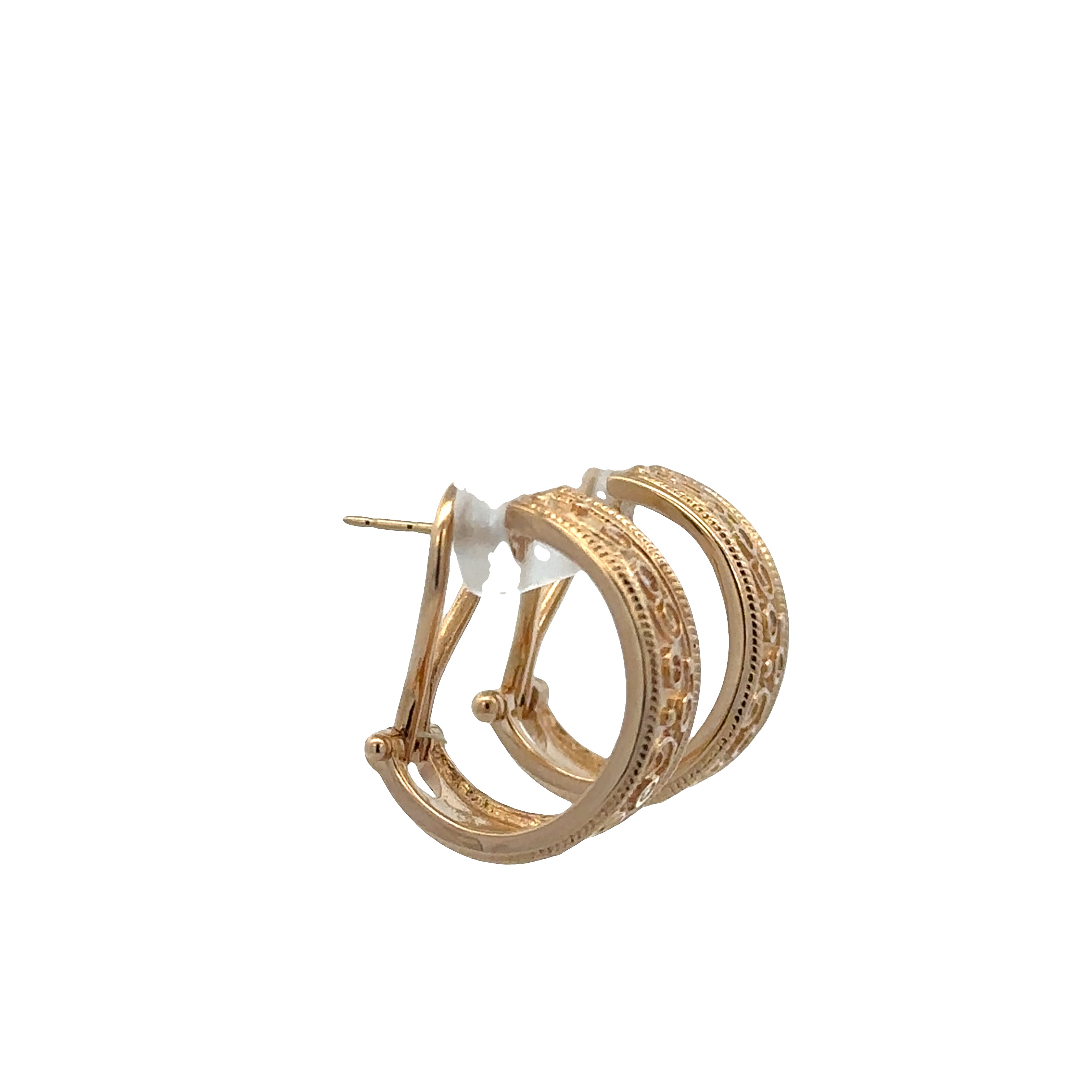 14k Yellow Gold Diamond Scrollwork Huggie Earrings – 0.08 CTW