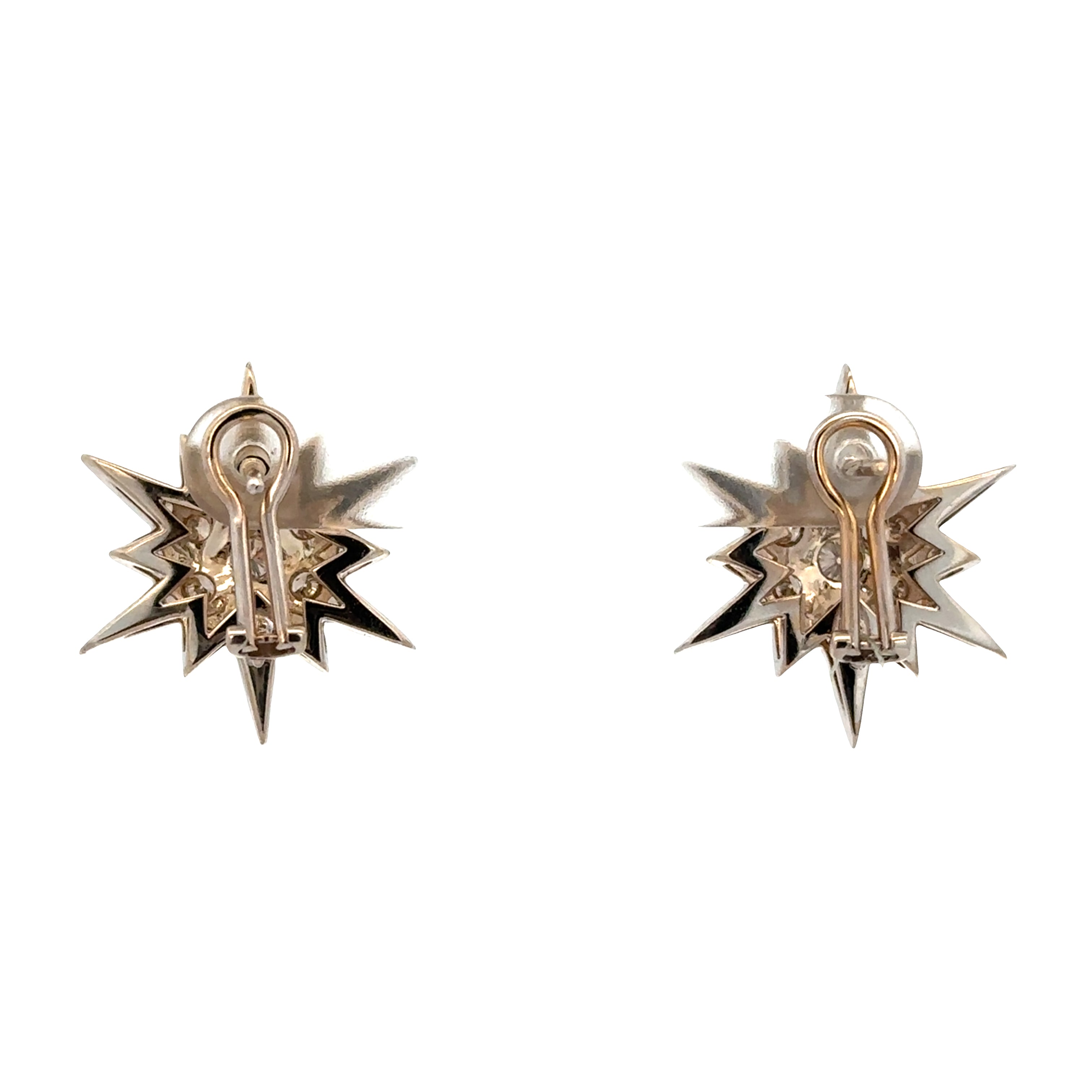 Vintage H. Stern 18k White Gold Diamond Star Motif Earrings