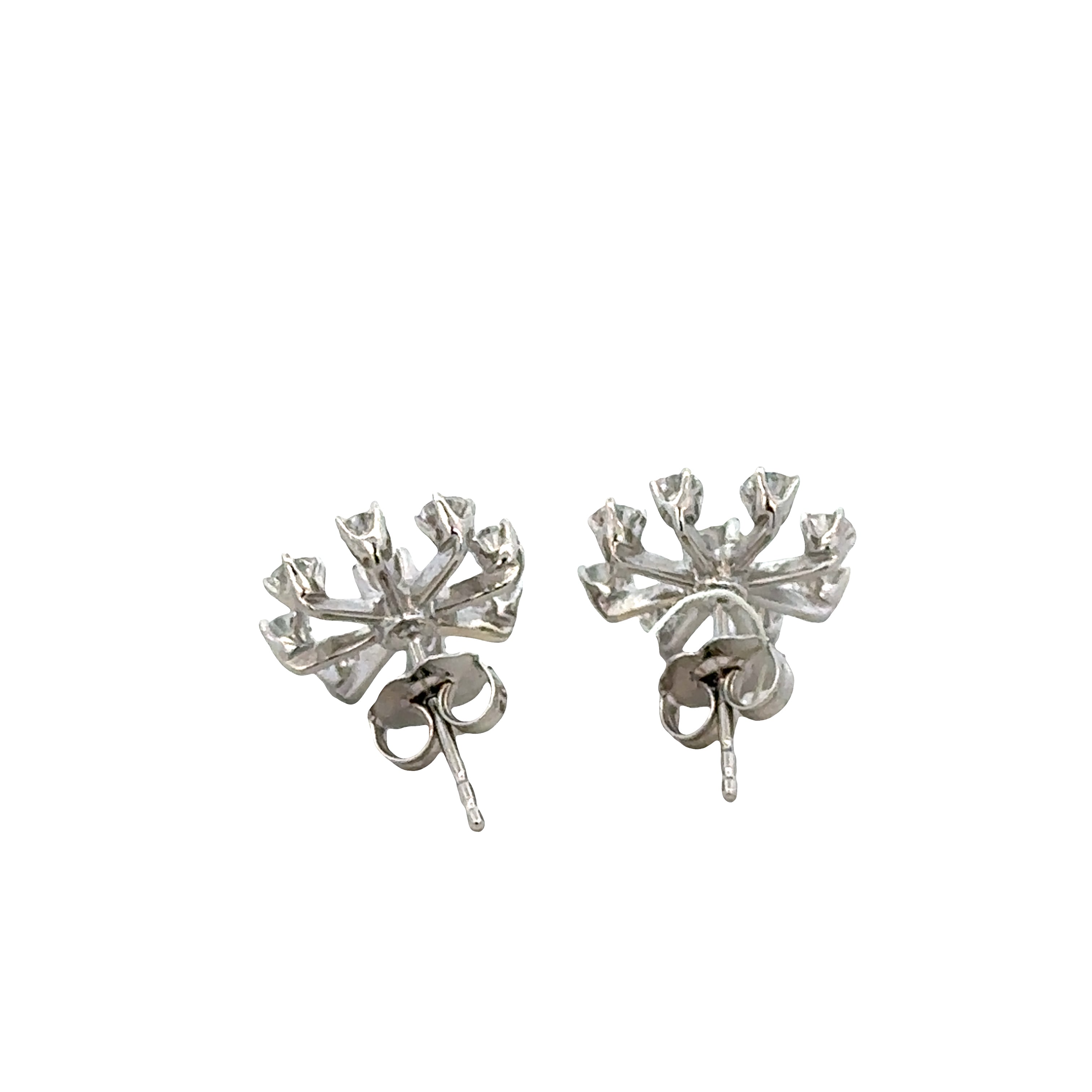 Platinum Diamond Snowflake Motif Stud Earrings – 1/2"