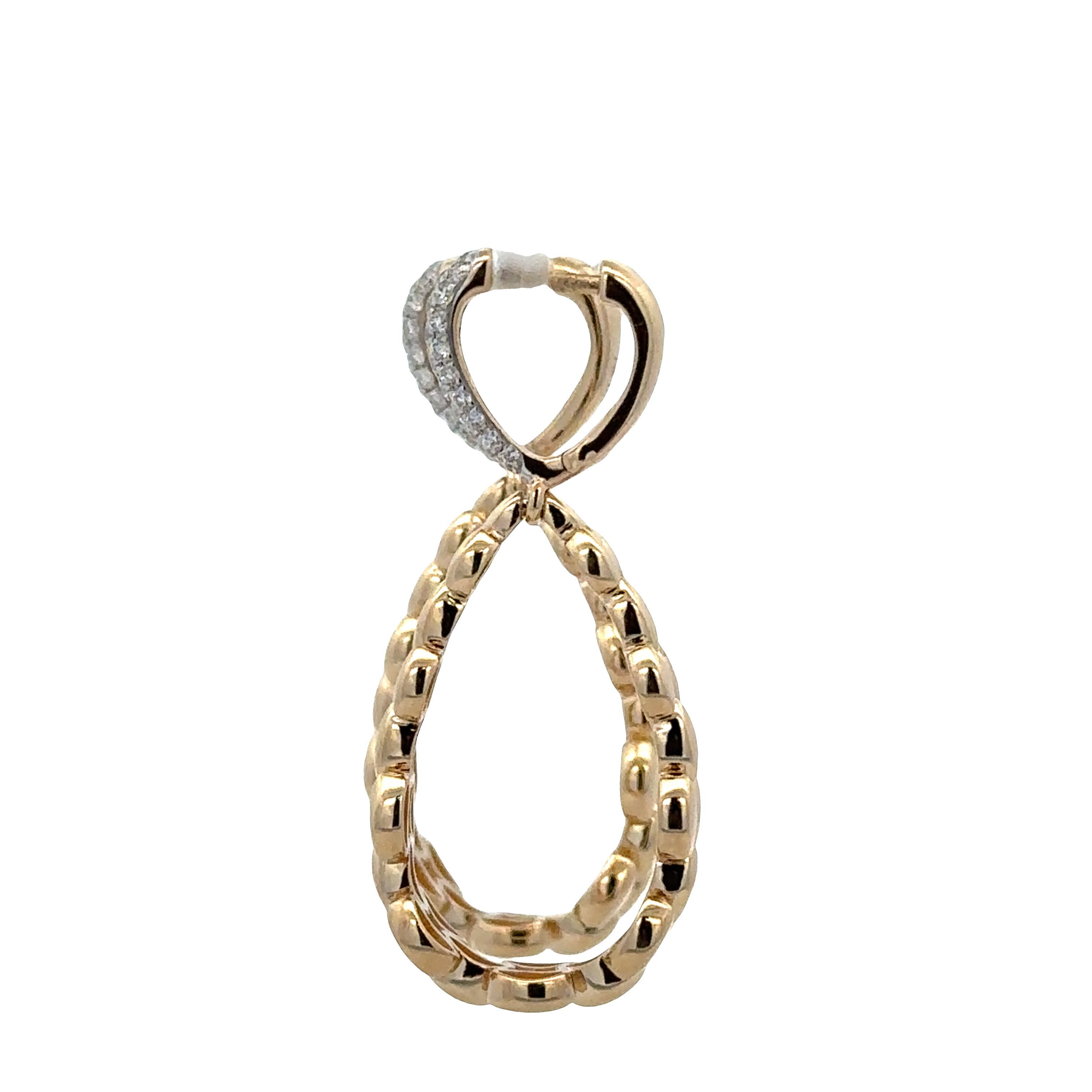 14k Yellow Gold Diamond Teardrop Earrings – 1 1/4" Tall