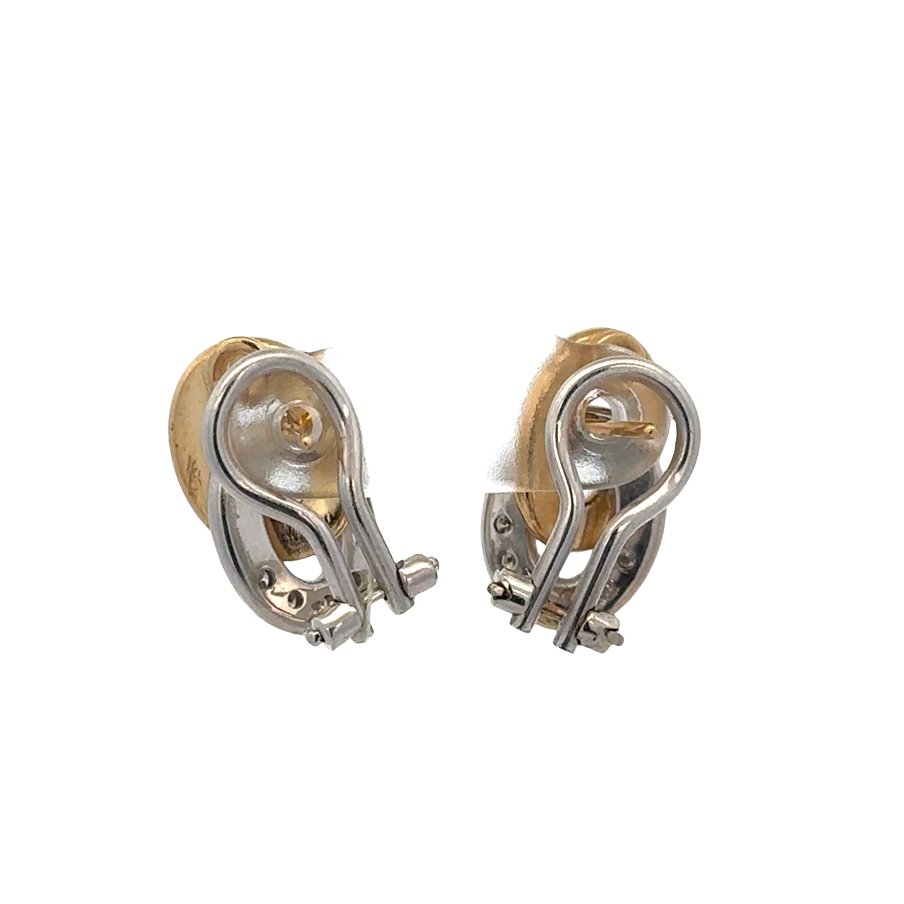 18k Two-Tone Gold Diamond Interlocking Oval Earrings