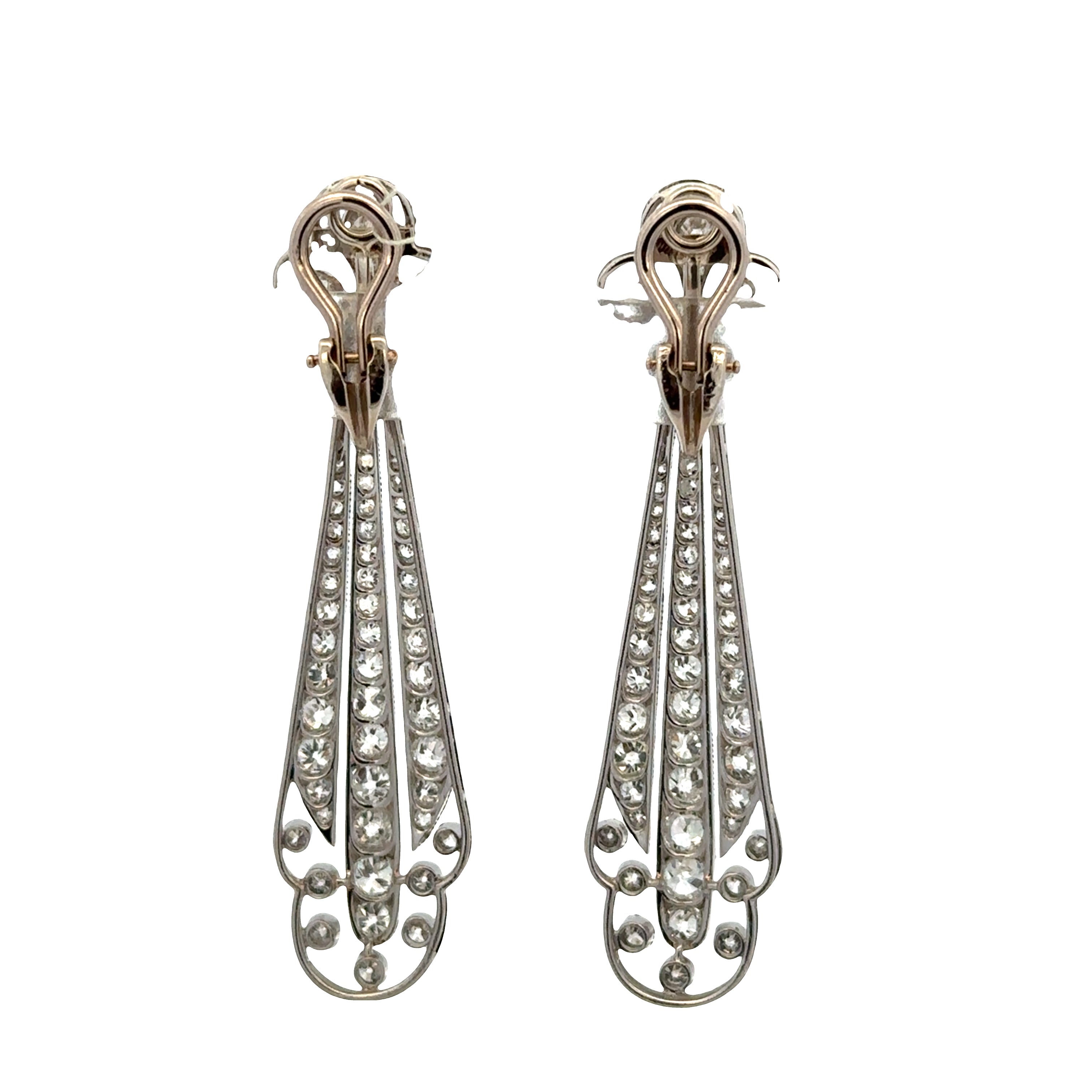 Antique Art Deco Platinum & 14k White Gold Diamond Teardrop Earrings – Circa 1920s