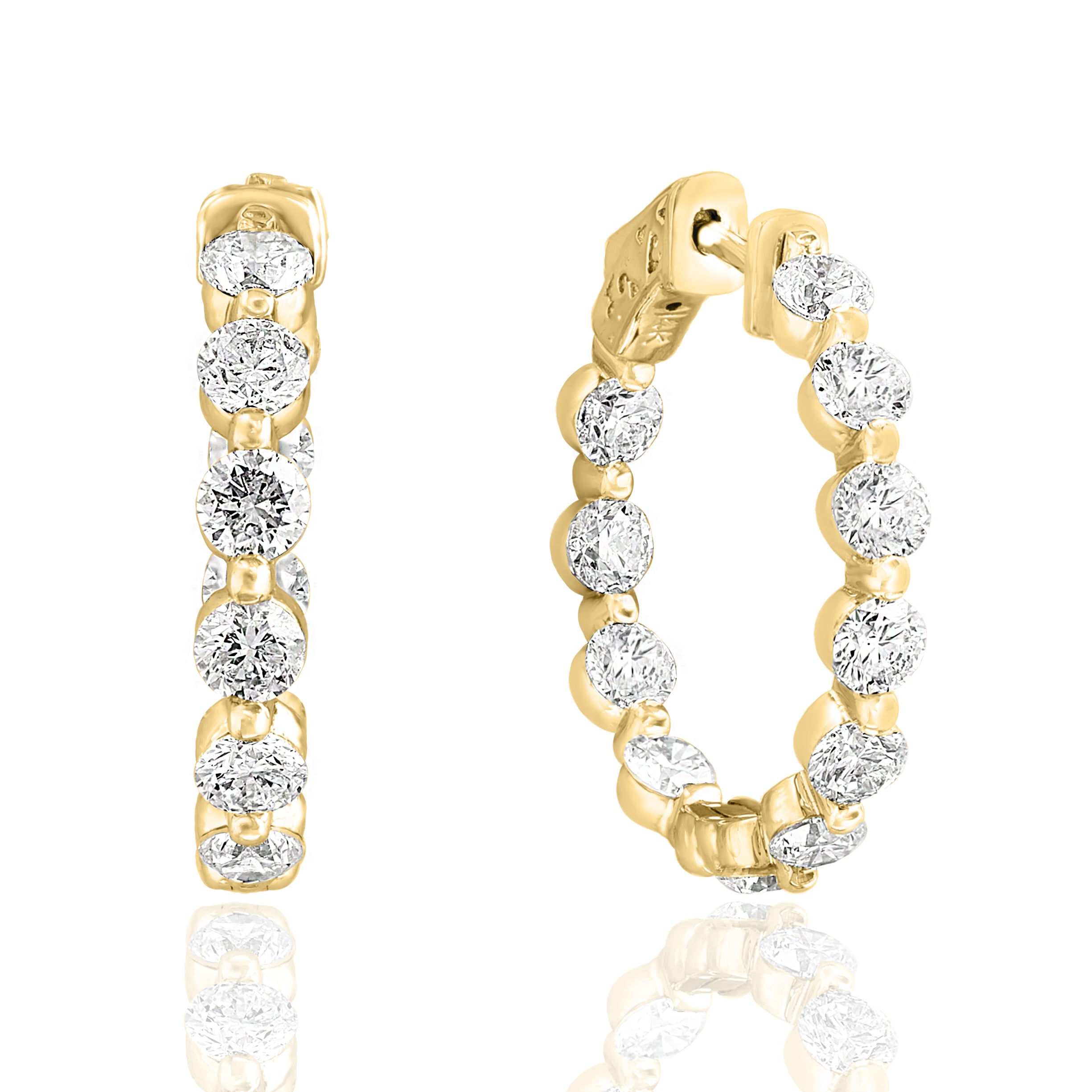 14k Yellow Gold Chunky Diamond Hoop Earrings