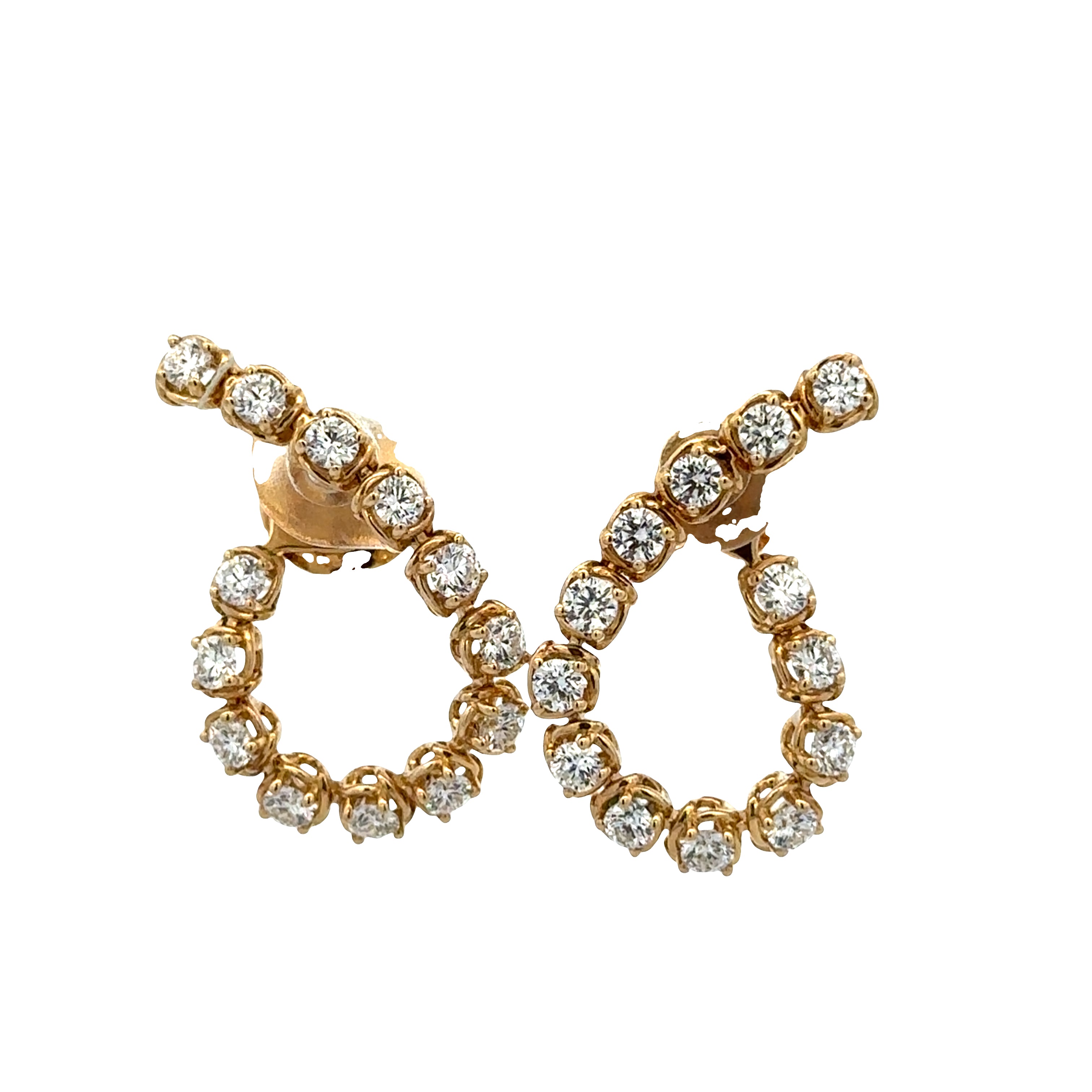 18k Yellow Gold Diamond Teardrop Earrings