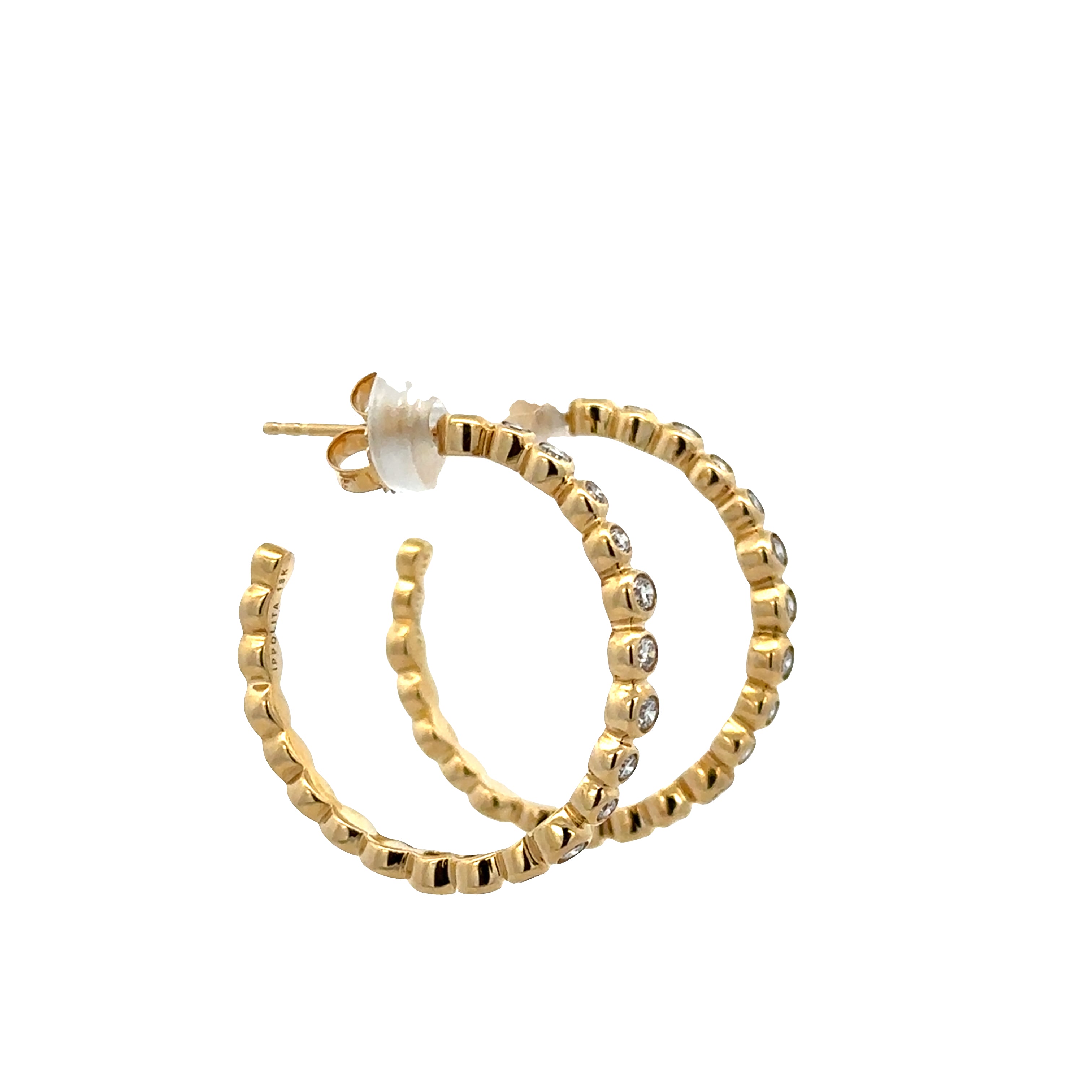 Estate Ippolita 18k Yellow Gold Diamond Hoop Earrings