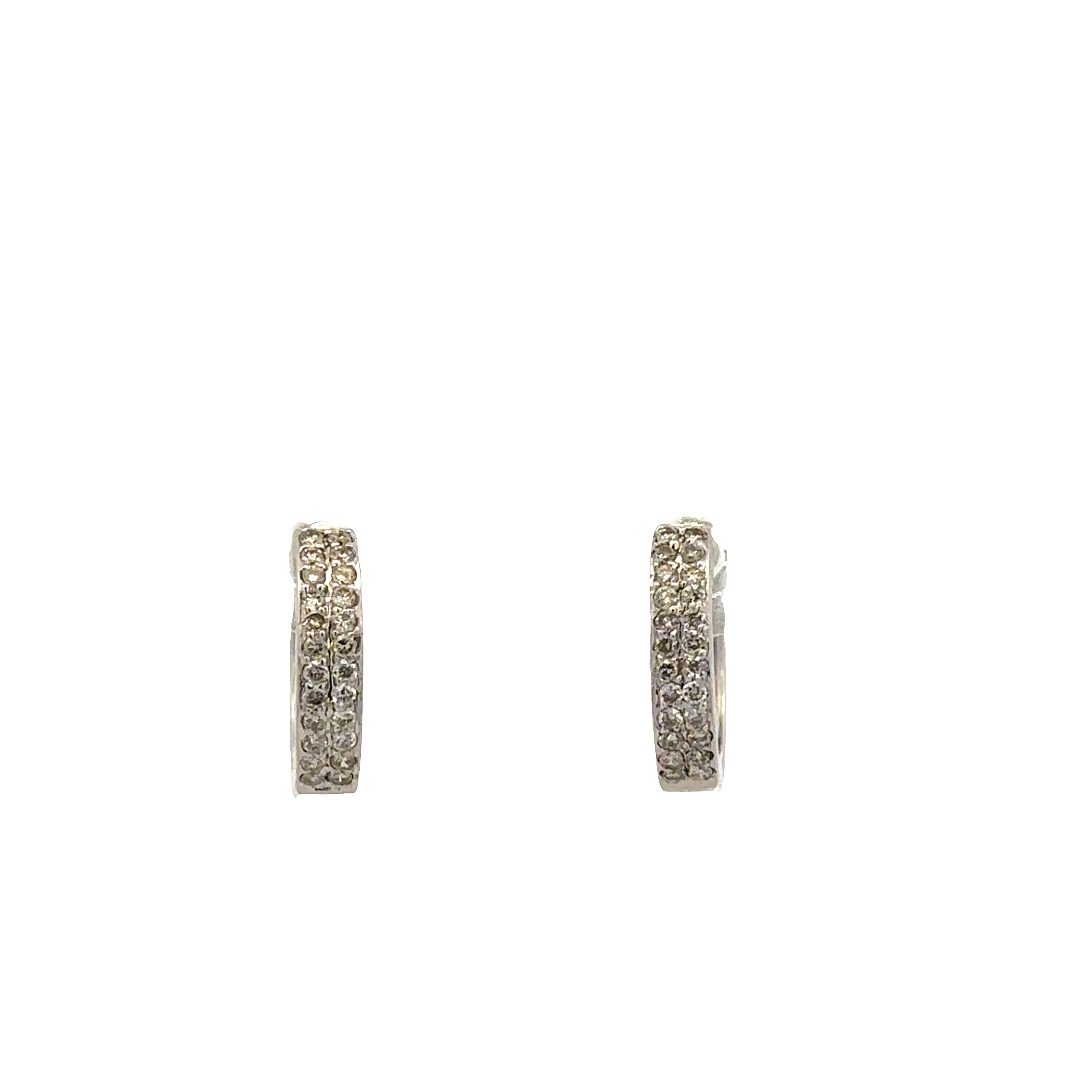 18k White Gold Diamond Hoop Earrings