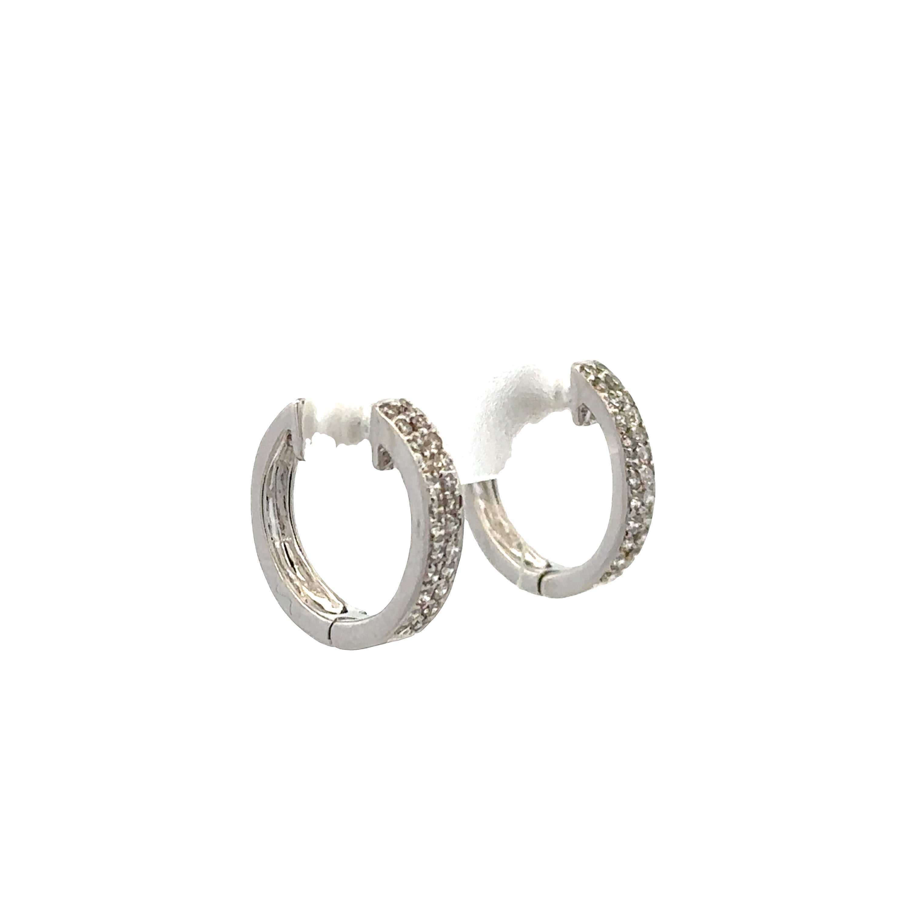 18k White Gold Diamond Hoop Earrings