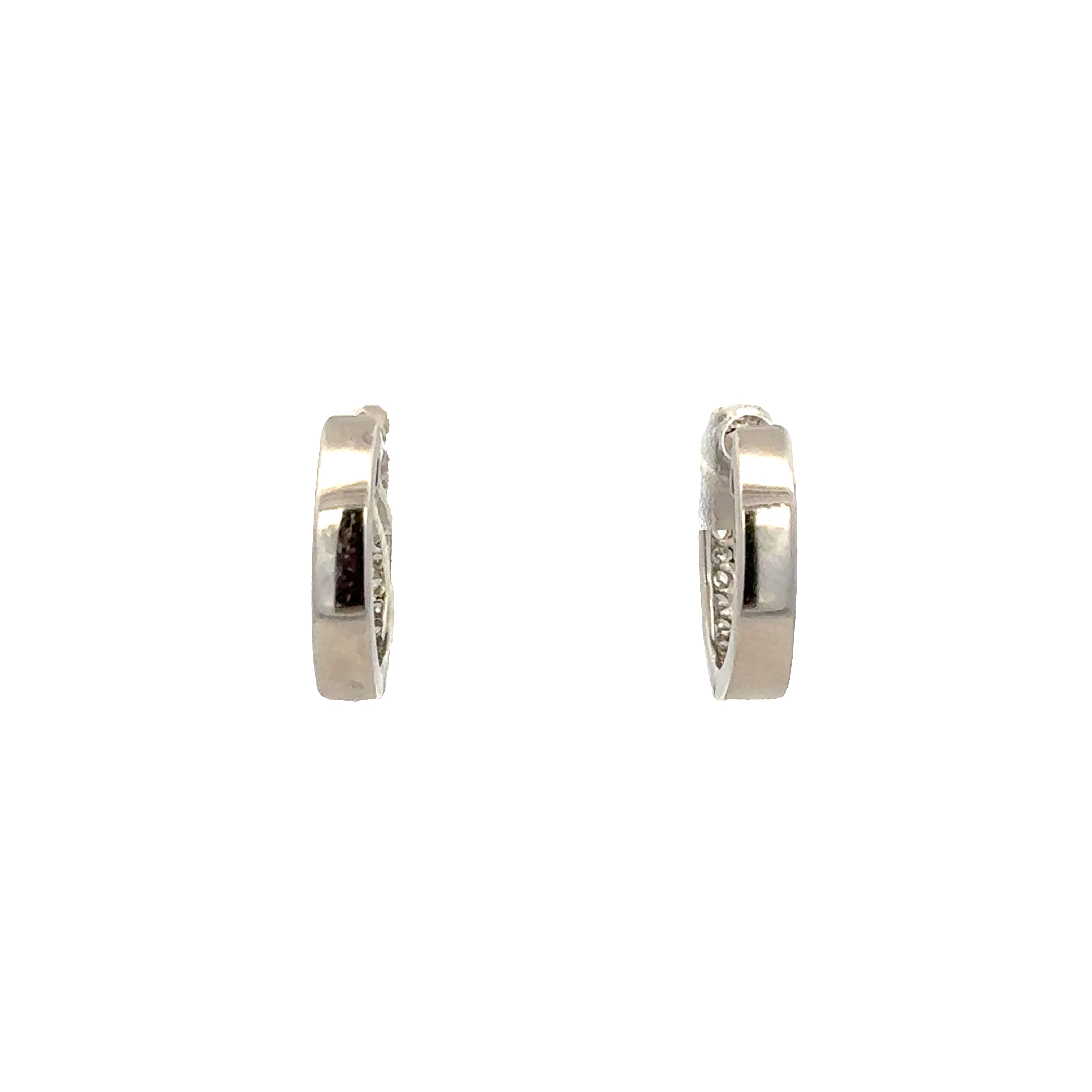 18k White Gold Diamond Hoop Earrings