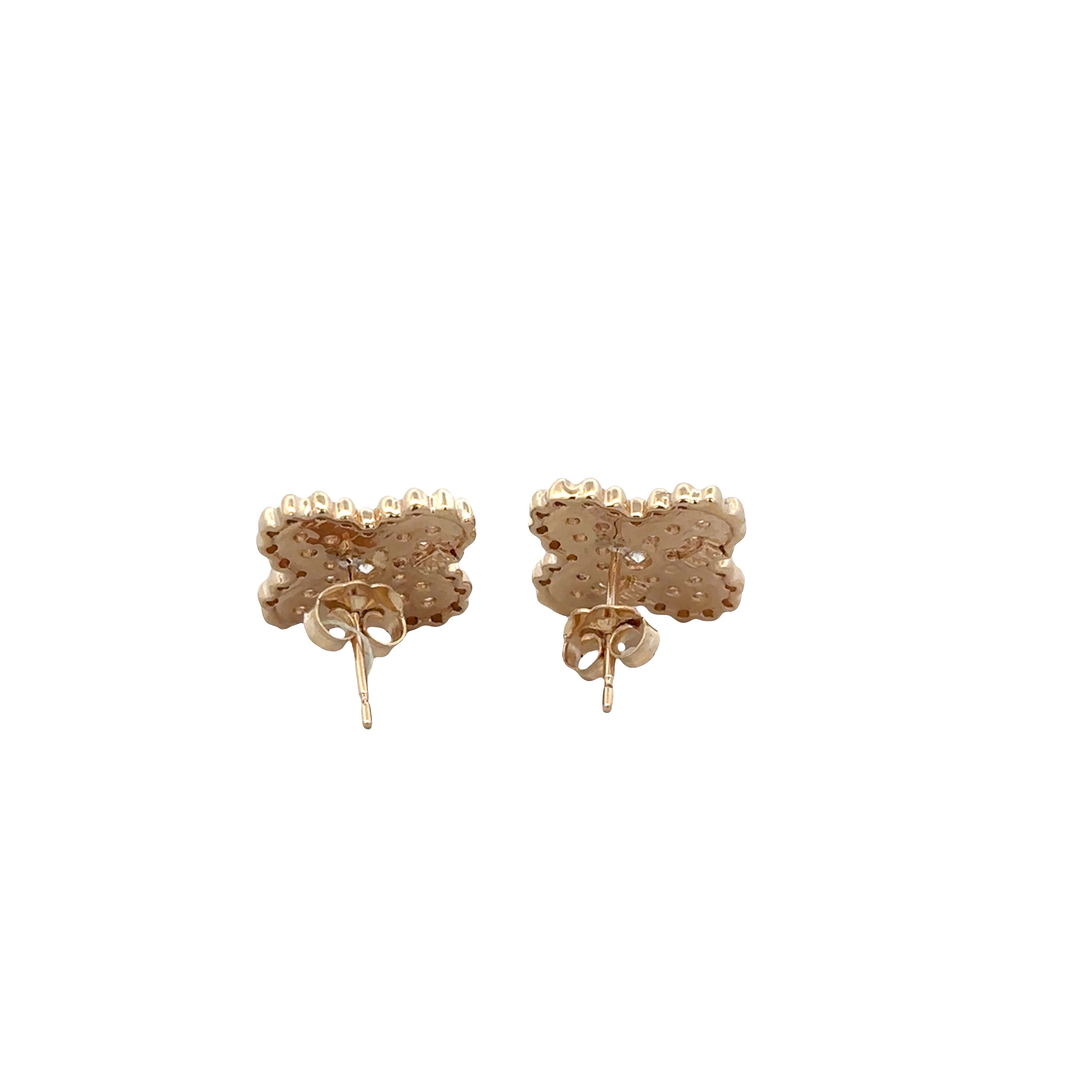 14k Yellow Gold Diamond Quatrefoil Stud Earrings