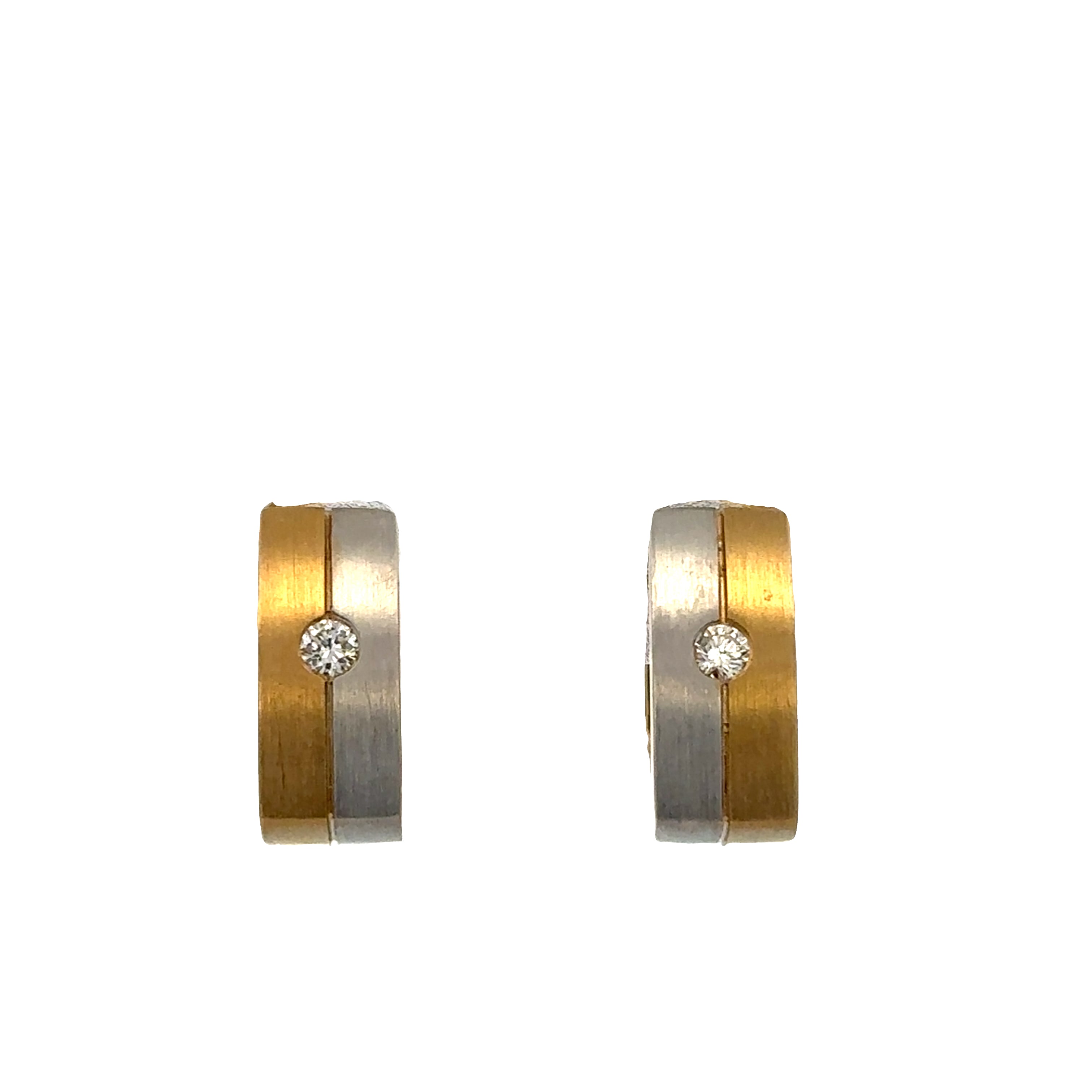 18k Two-Tone Gold Diamond Triangle Earrings