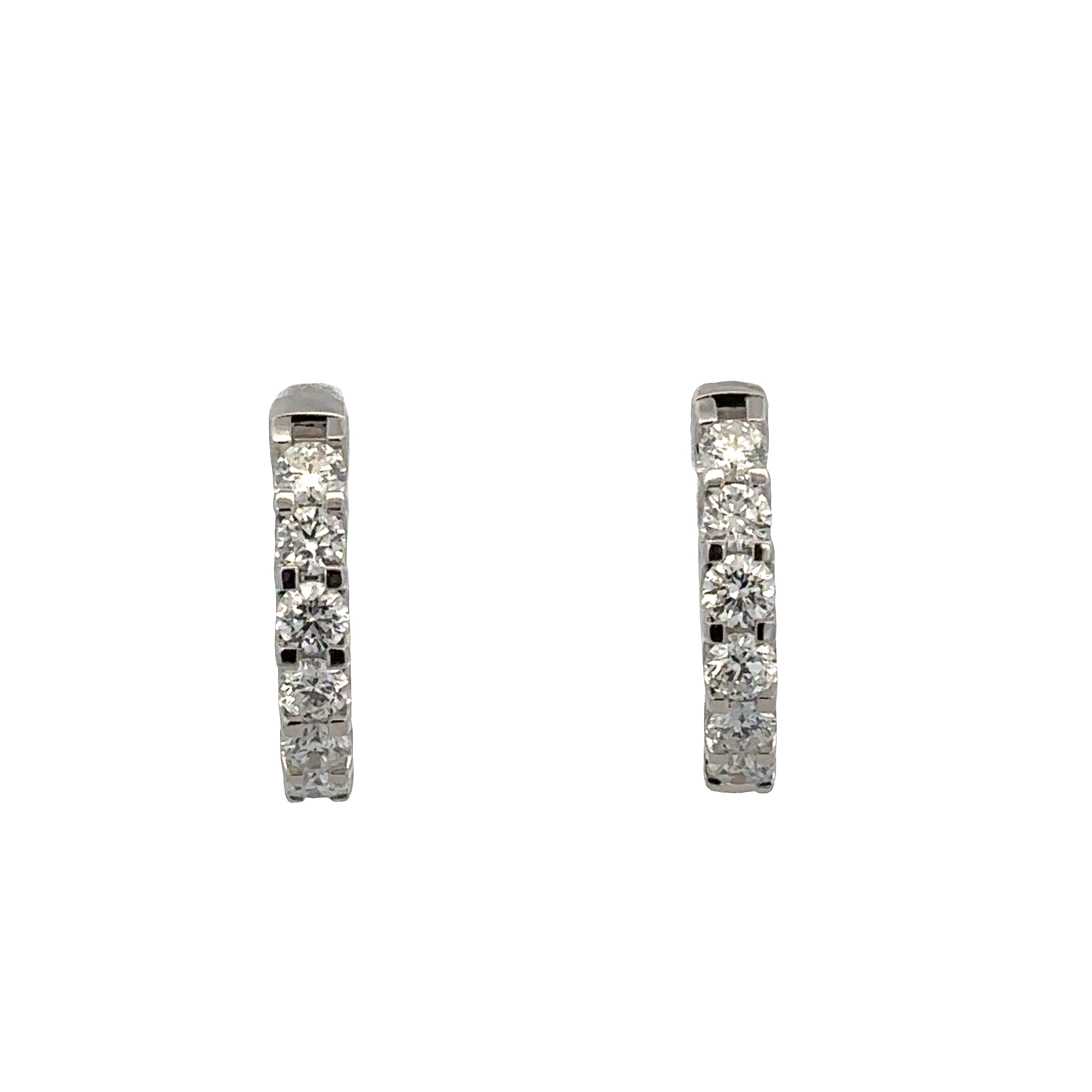 14k White Gold Diamond Hoop Earrings