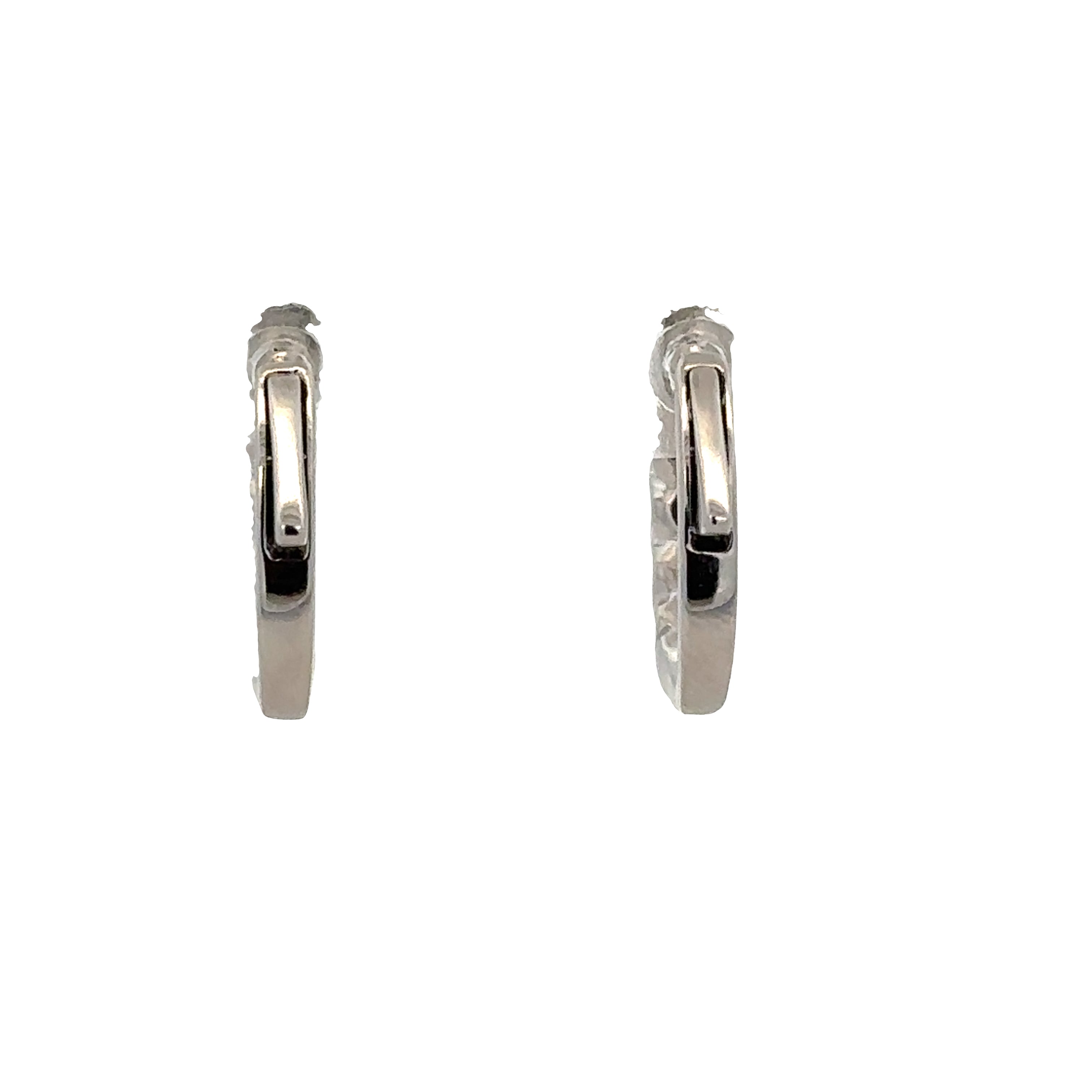 14k White Gold Diamond Hoop Earrings