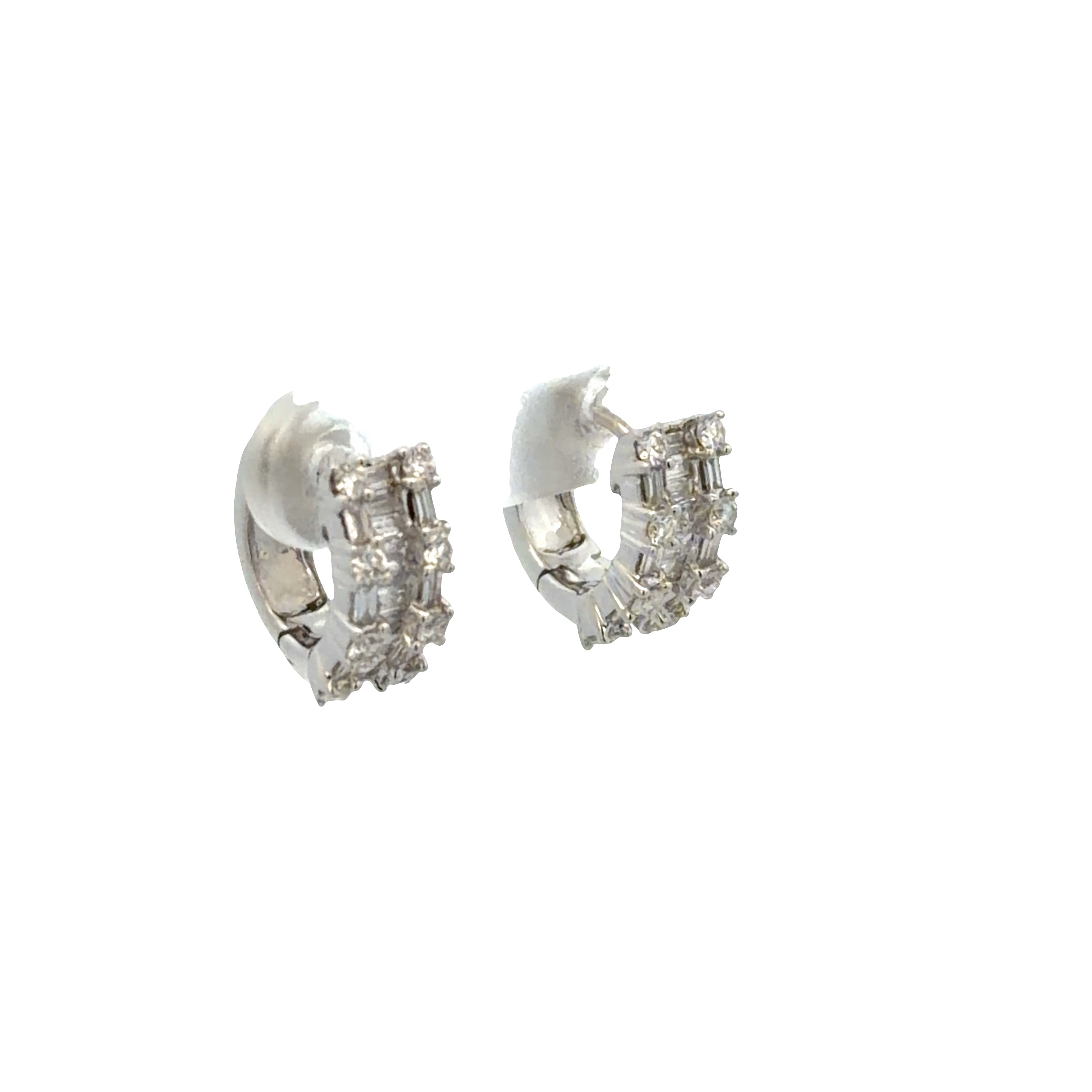 18k White Gold 1.44 CT Diamond Hoop Earrings