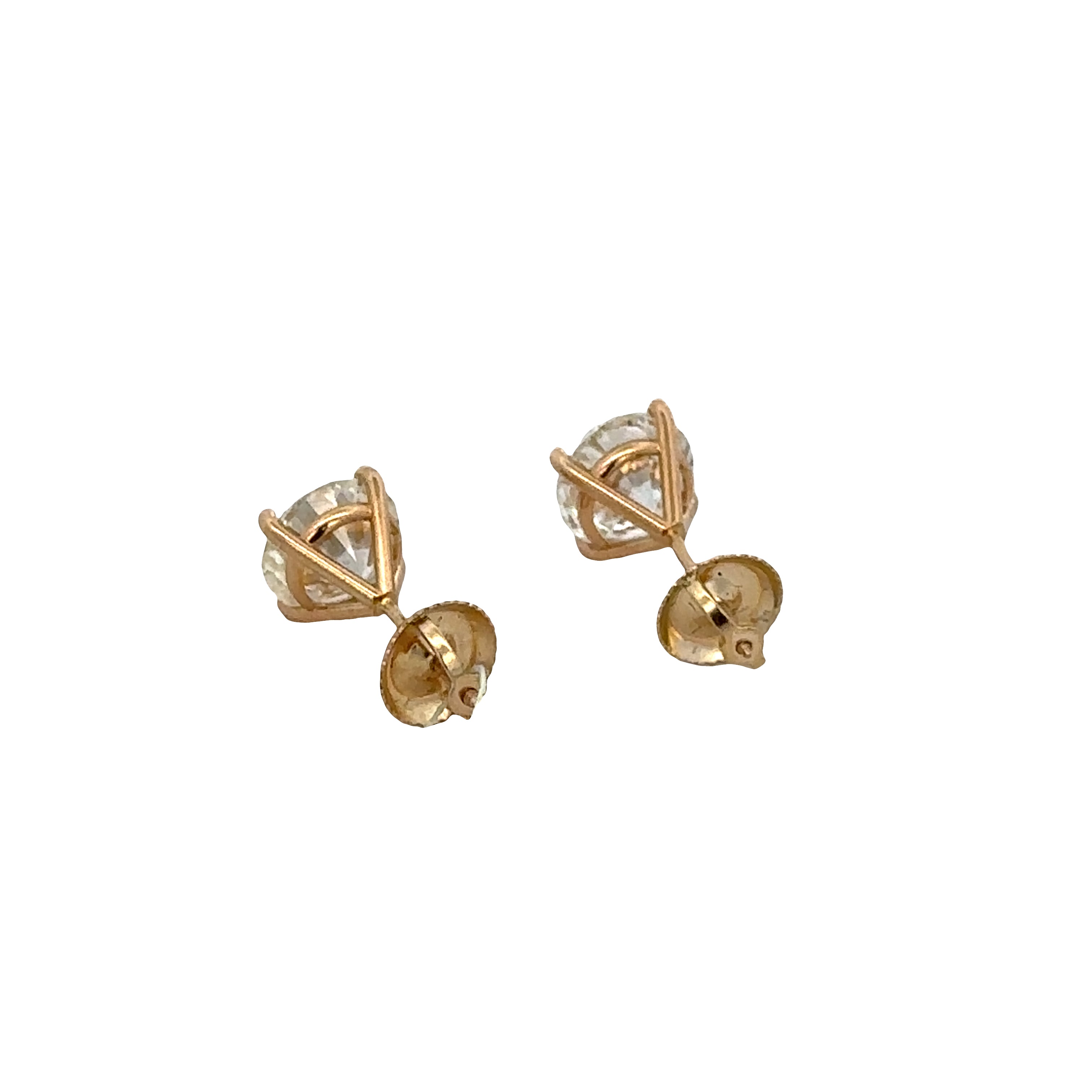 14K Yellow Gold Diamond Stud Earrings – 3.00 CTW Round Brilliant Cut, K/SI2