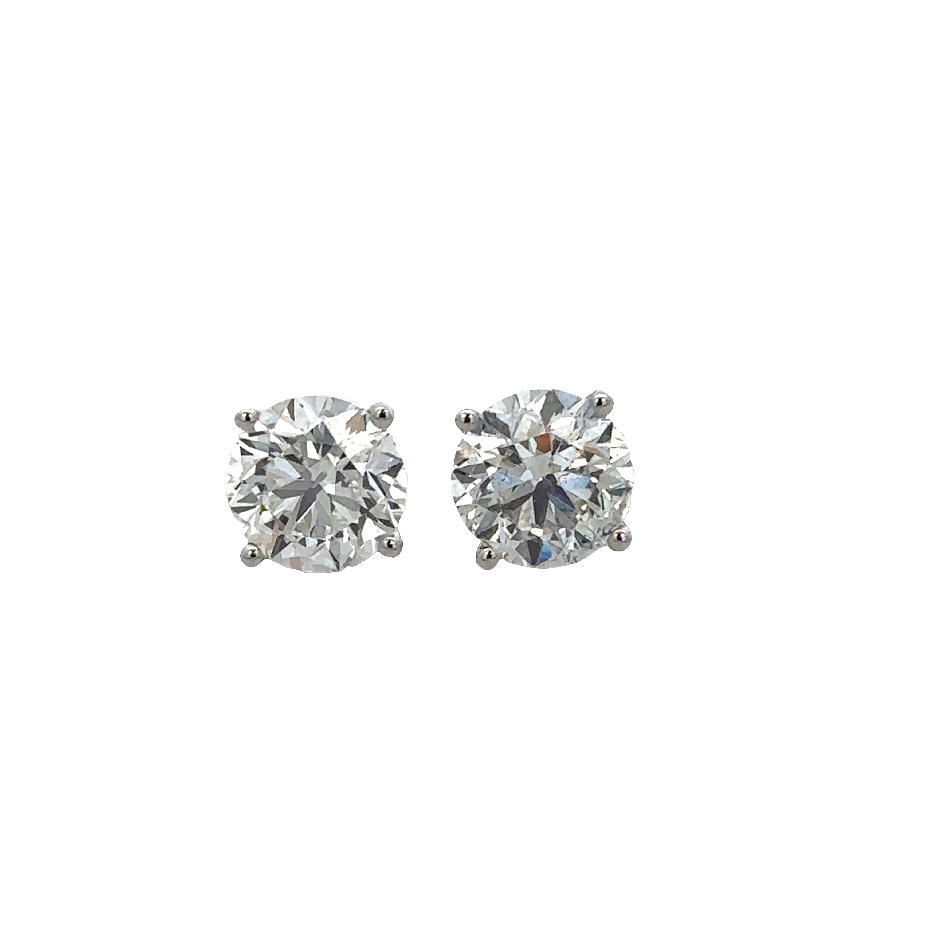 3.01 CTW Round Brilliant Cut Diamond Stud Earrings in White Gold