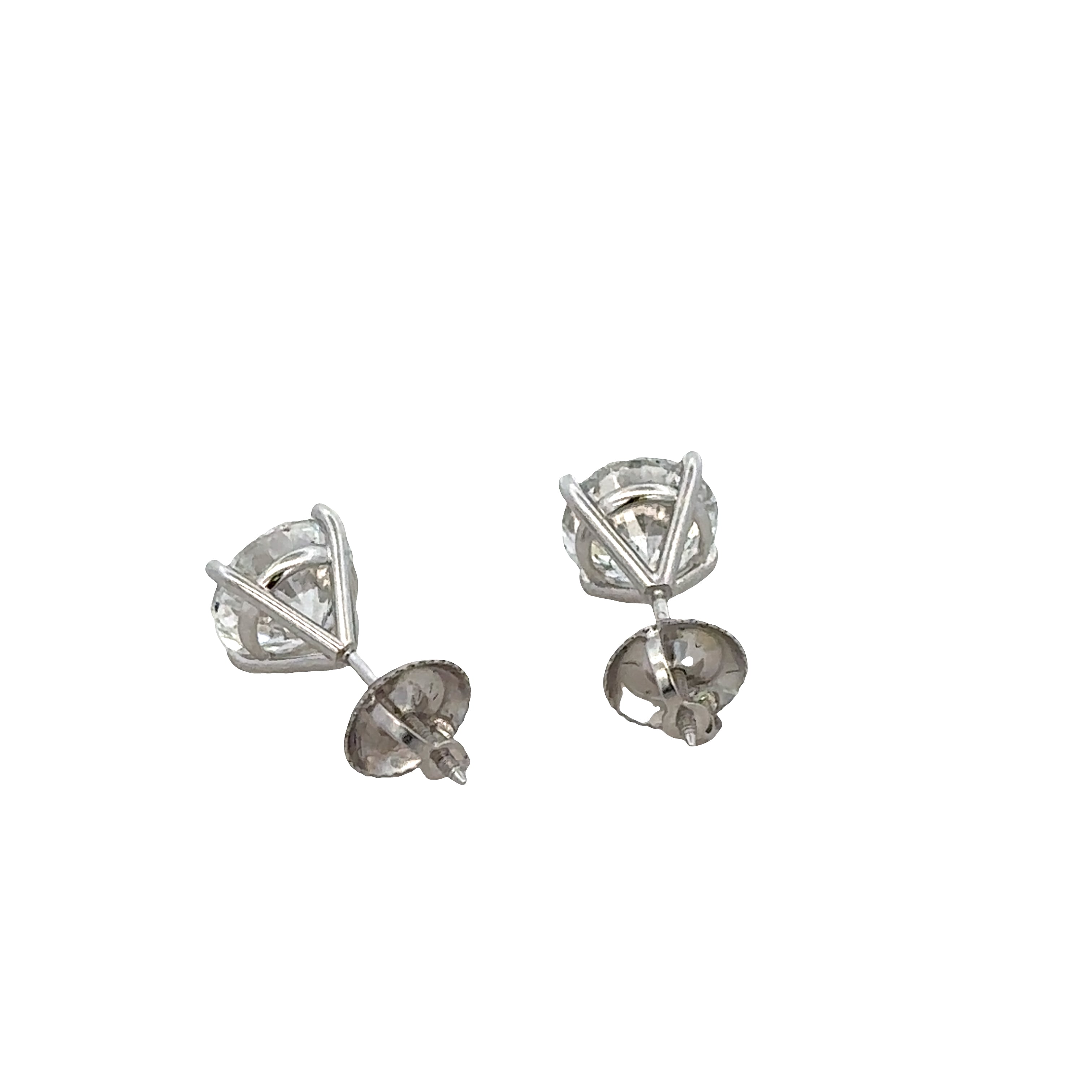 3.01 CTW Round Brilliant Cut Diamond Stud Earrings in White Gold