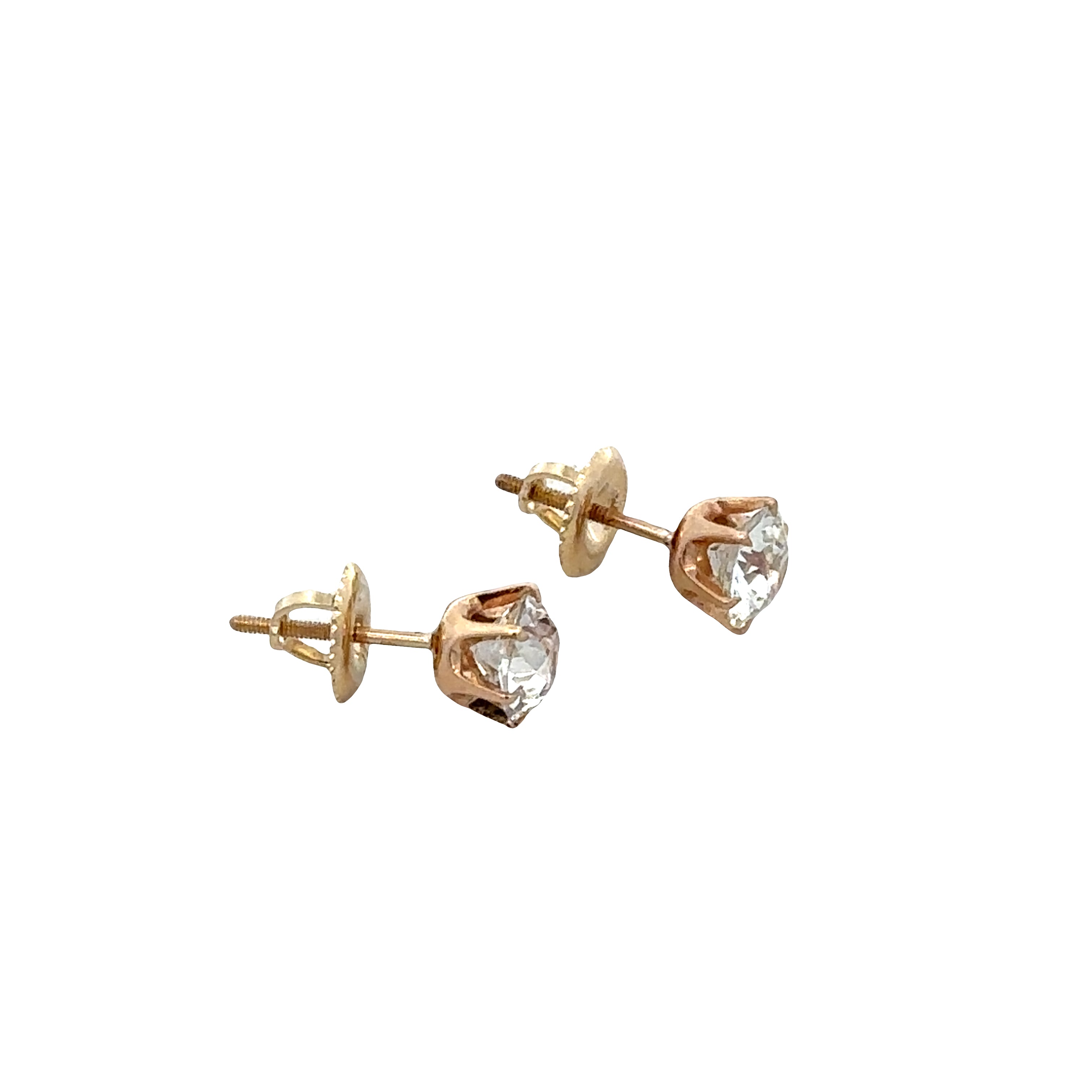 14k Rose Gold Old European Cut Diamond Stud Earrings – 1.49ct Total