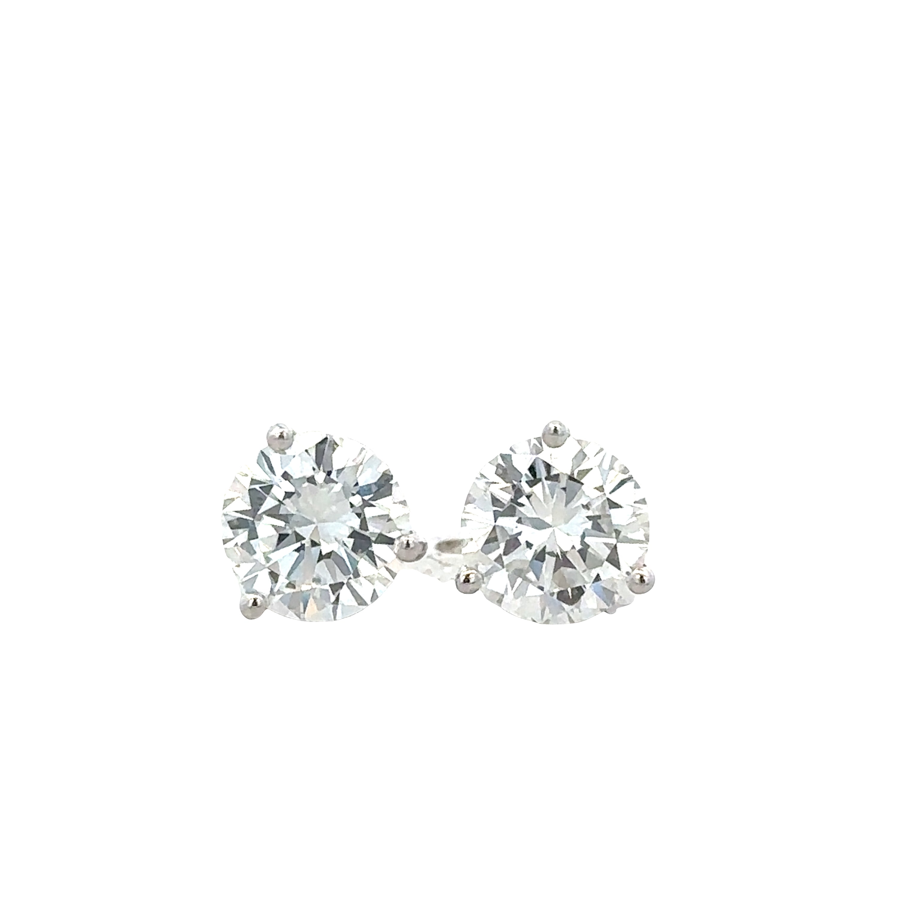 14k White Gold GIA 2.52 CTW Diamond Stud Earrings