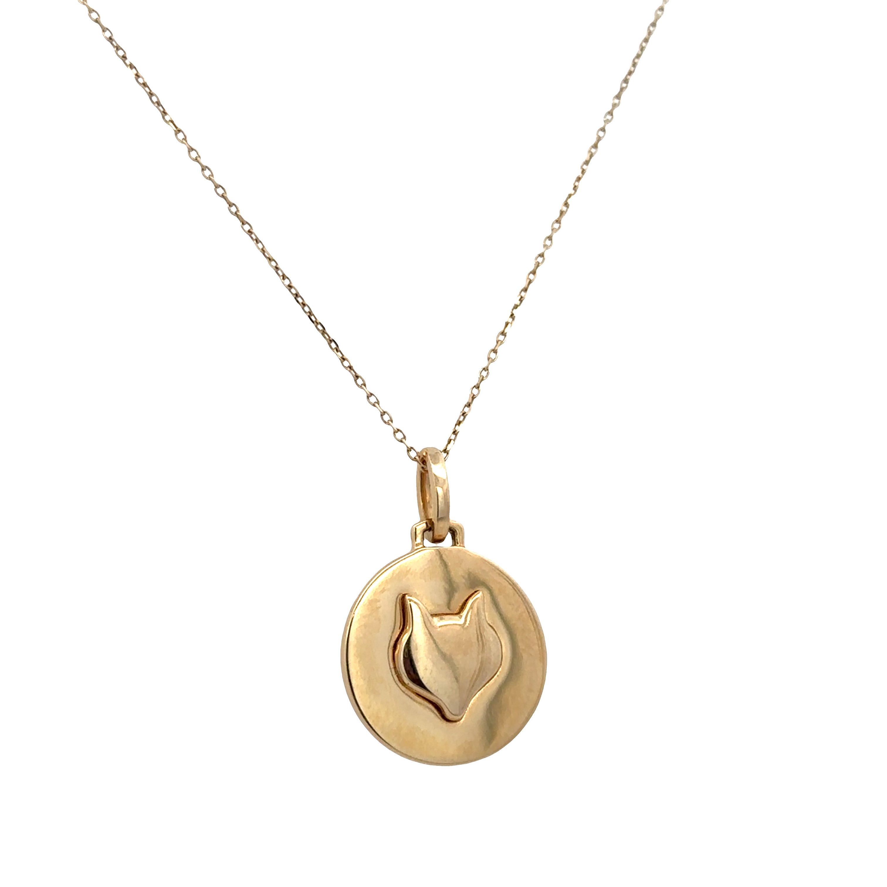 Estate Monica Rich Kosann 18k Yellow Gold Wild Intaglio Diamond Wolf Pendant Necklace – 16-17"