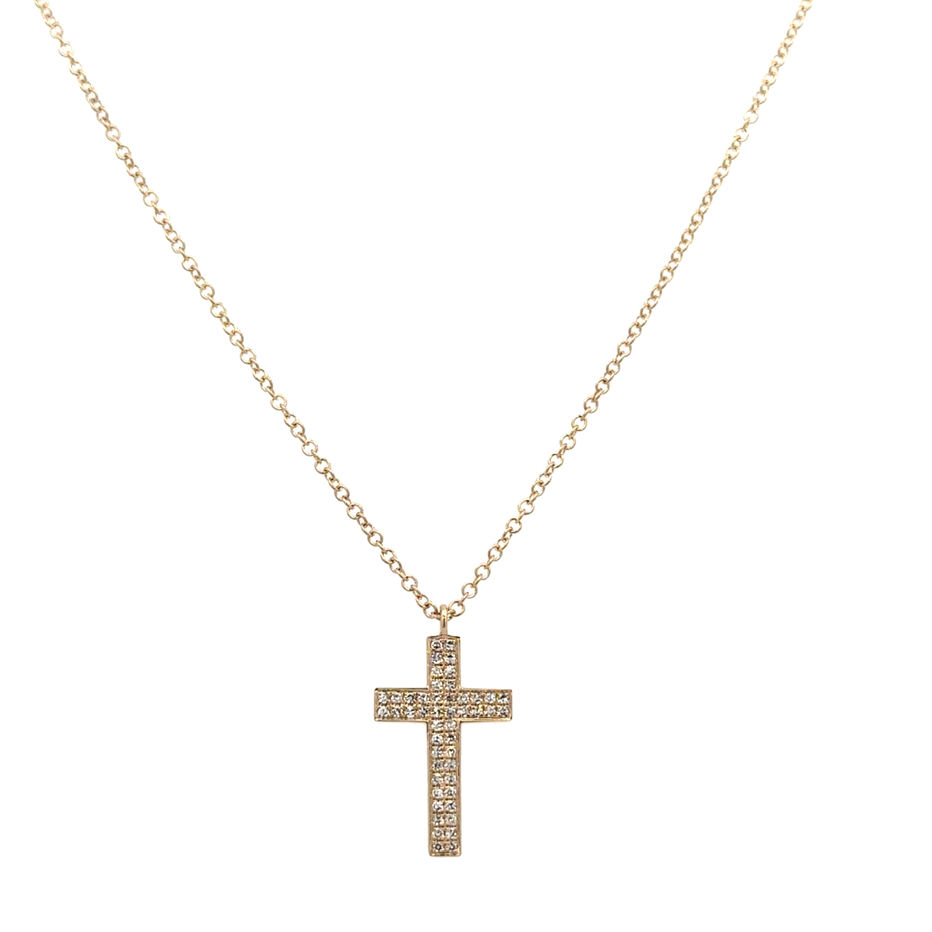 Petite Diamond Cross Pendant in Yellow Gold