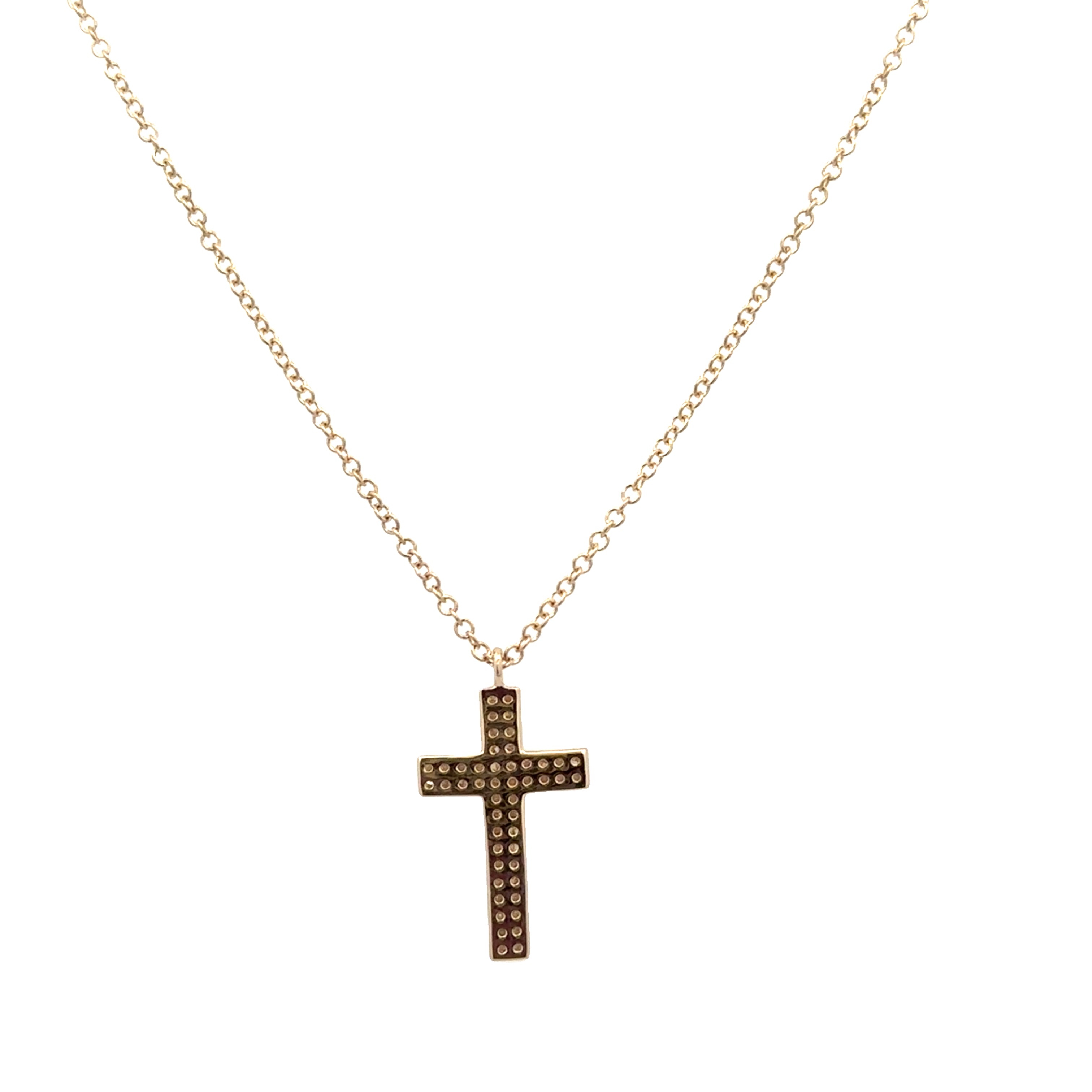 Petite Diamond Cross Pendant in Yellow Gold