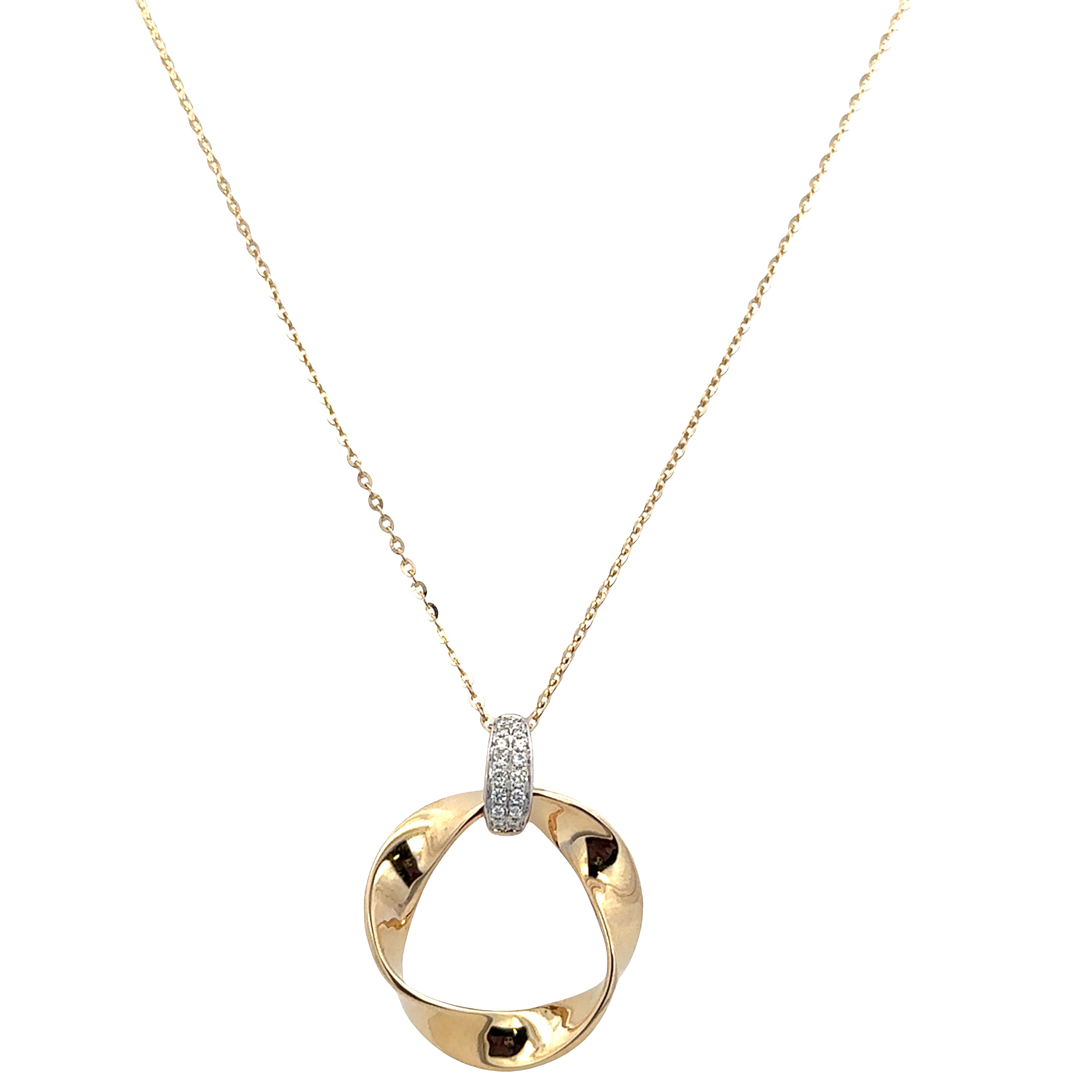 14k Yellow Gold Wreath-Style Diamond Pendant – Adjustable 16"–18"