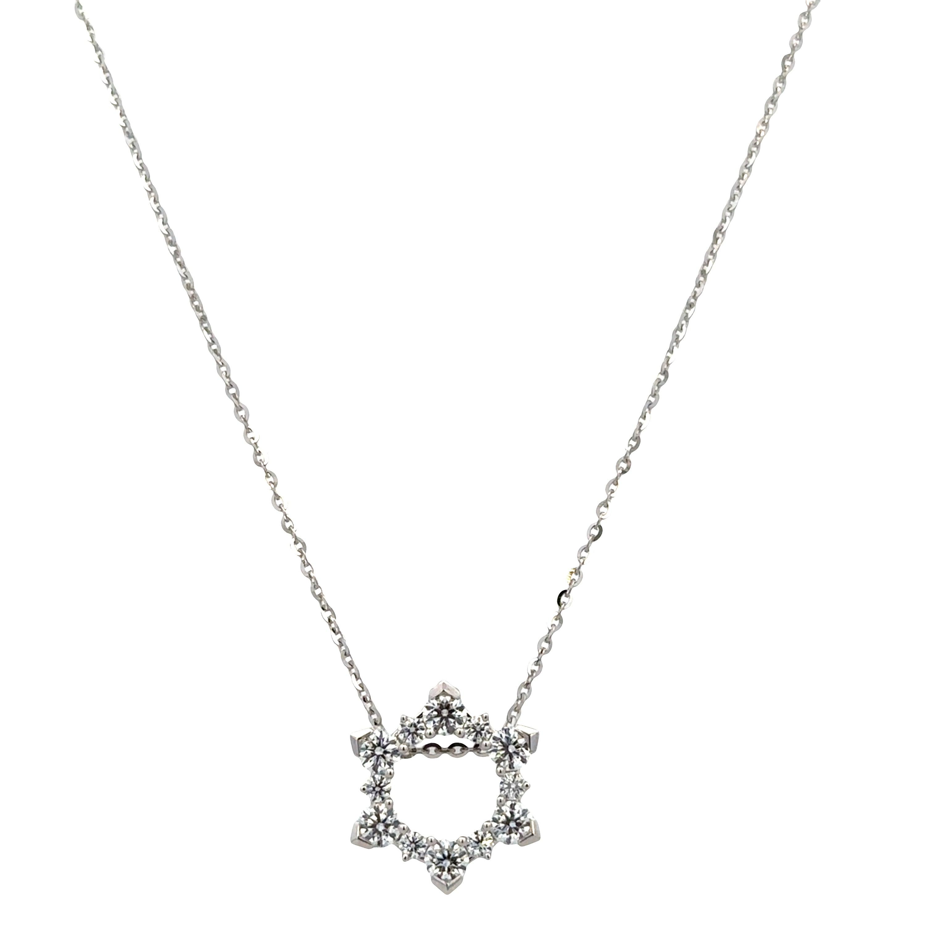 Hearts On Fire 18k White Gold Diamond Star Pendant Necklace – Adjustable 18"