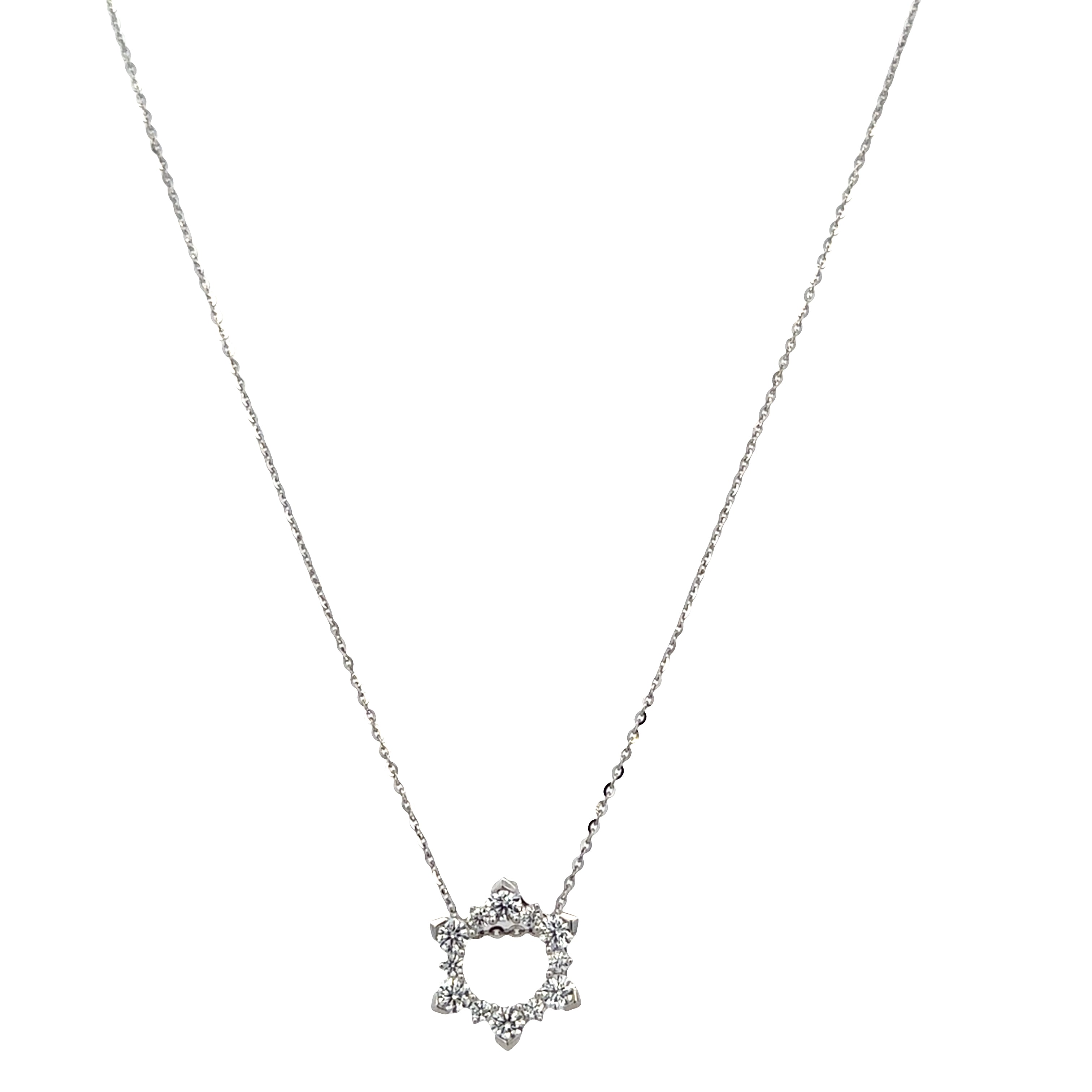 Hearts On Fire 18k White Gold Diamond Star Pendant Necklace – Adjustable 18"