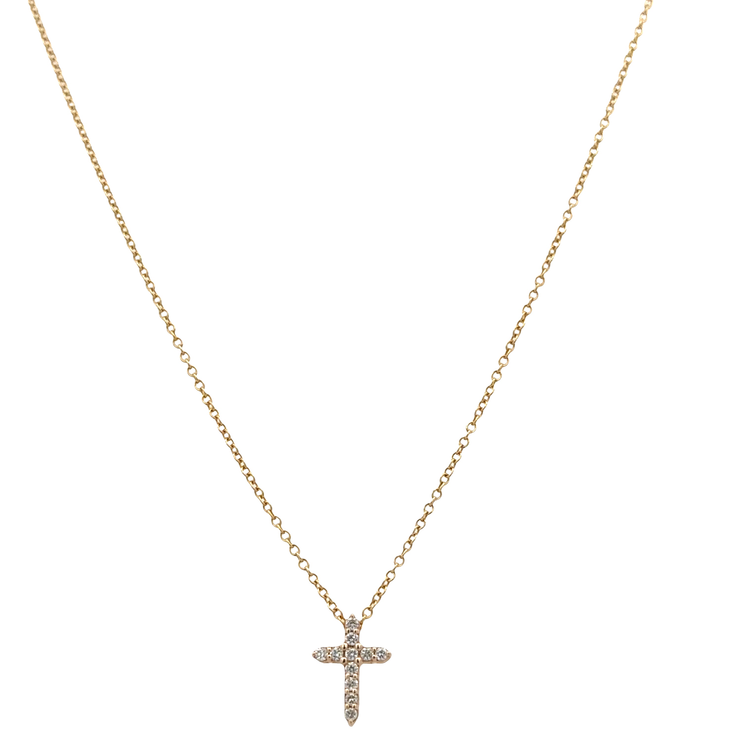 14k Yellow Gold Diamond Cross Pendant Necklace – 18"
