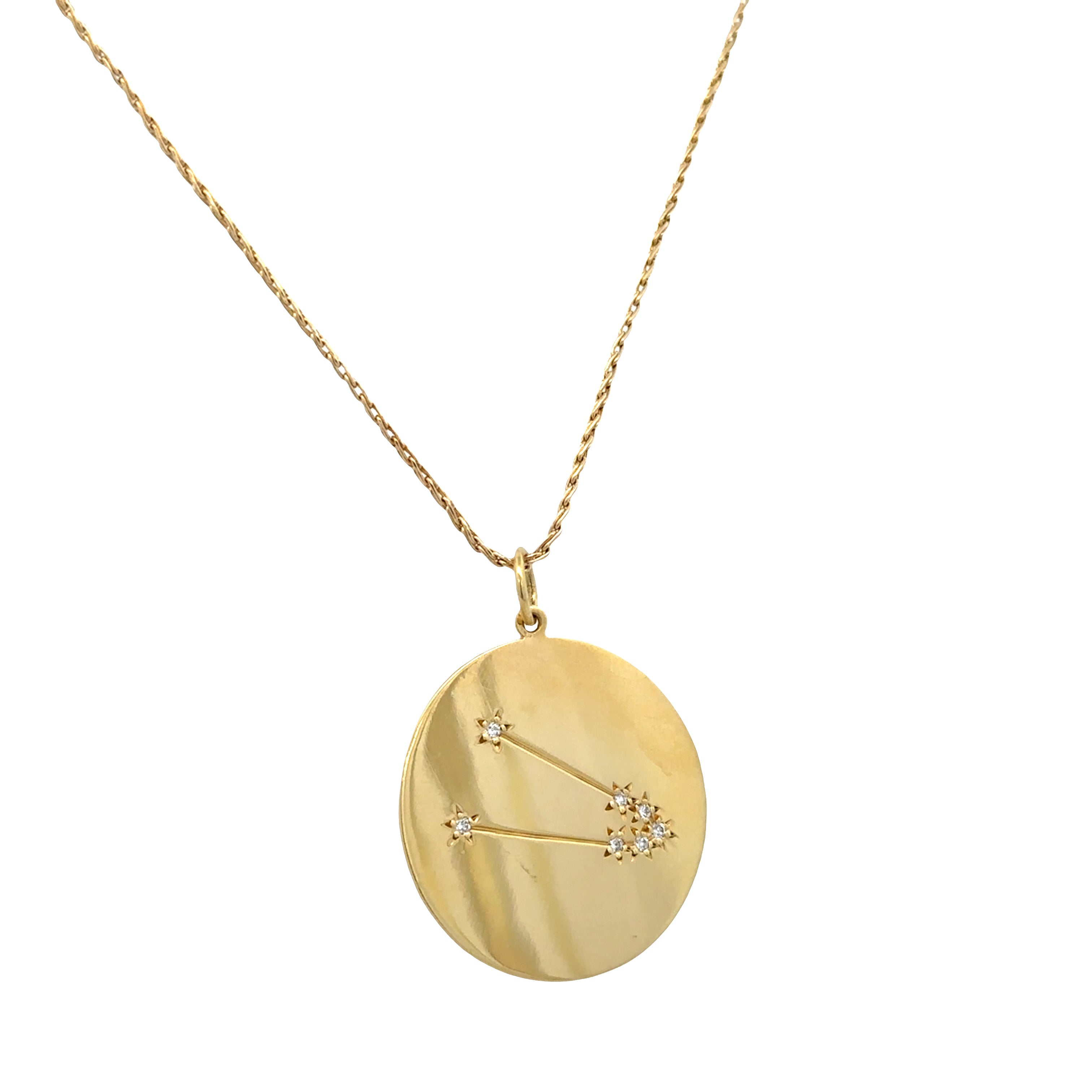 18k Yellow Gold Taurus Constellation Diamond Pendant Necklace